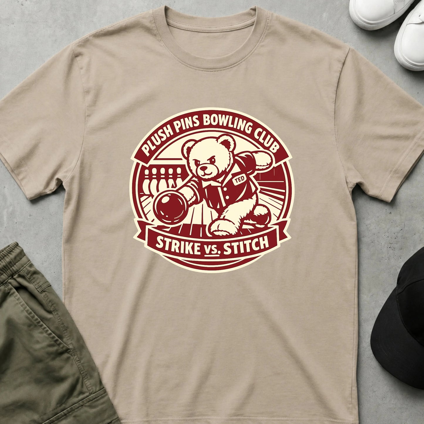 Cool Teds Teddy-Bear Bowling Club Bear T-Shirt Sand / S