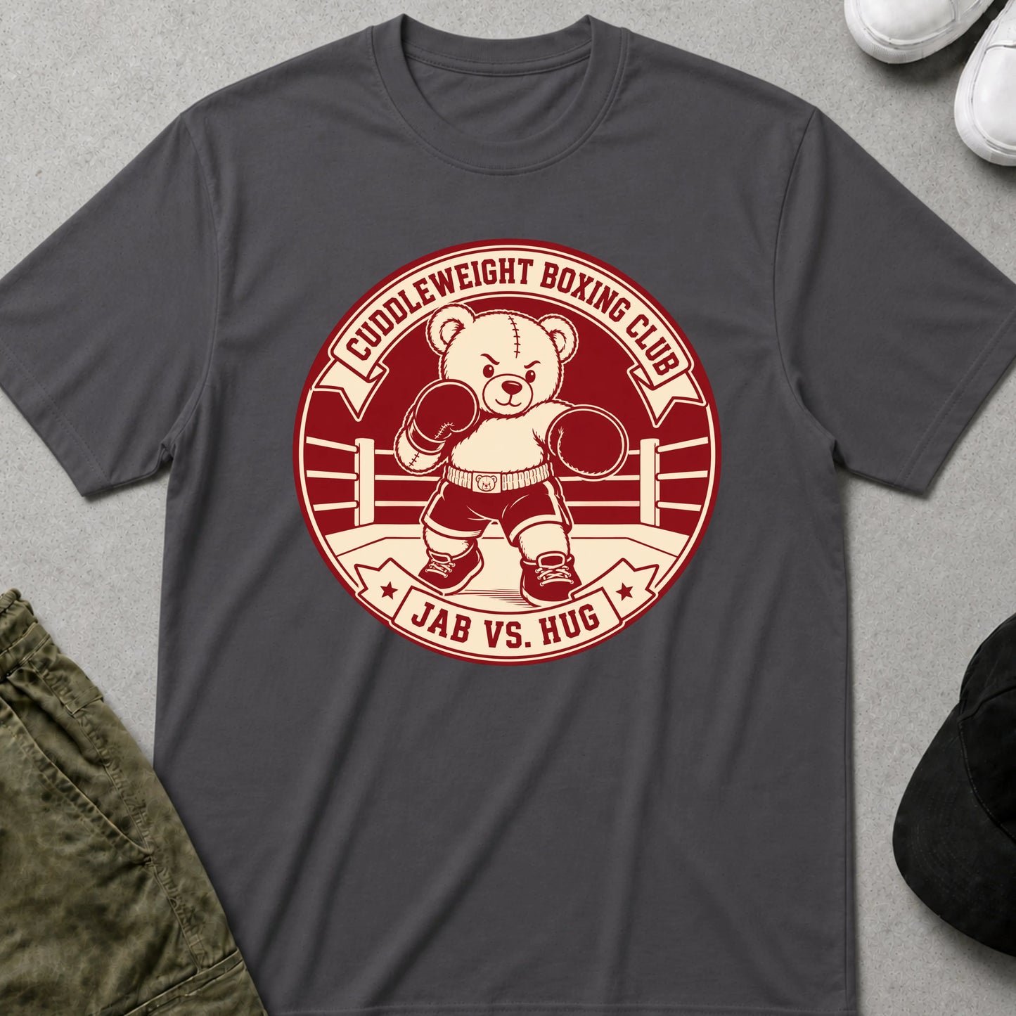 Cool Teds Teddy-Bear Boxing Club Bear T-Shirt Charcoal / S