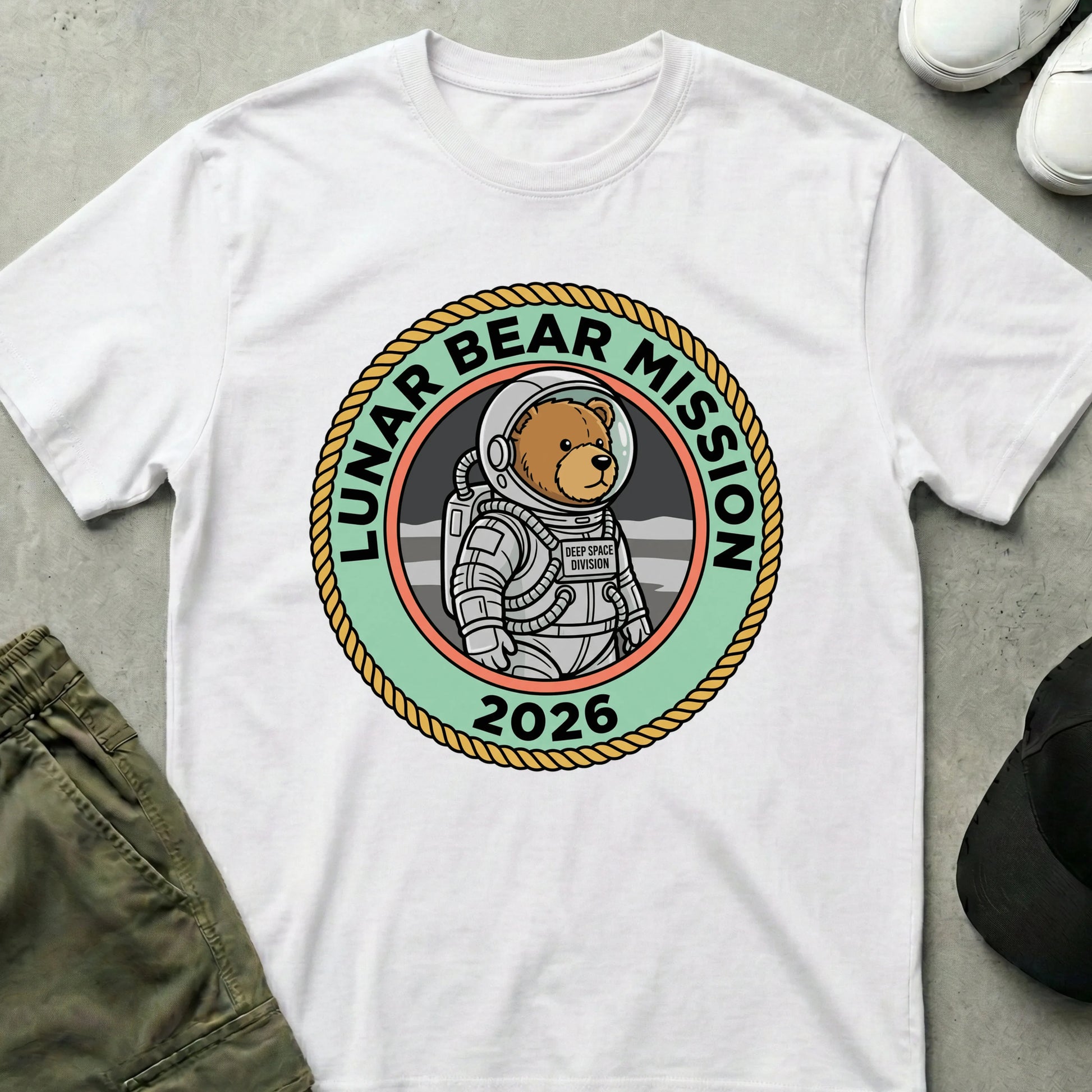 Cool Teds Teddy-Bear Lunar Bear T-Shirt White / S