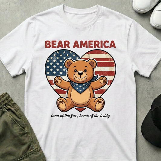 Printify Teddy-Bear Bear America T-Shirt White / S