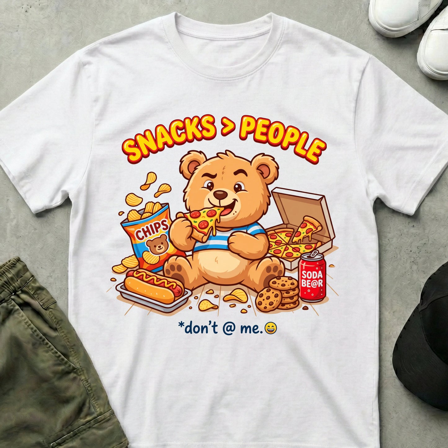 Snack Time Bear T-Shirt White