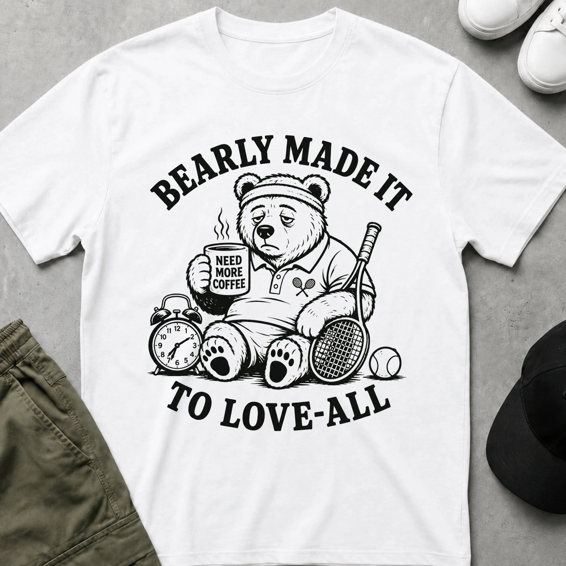 Cool Teds Teddy-Bear Love My Tennis, Love My Coffee More T-Shirt White / S