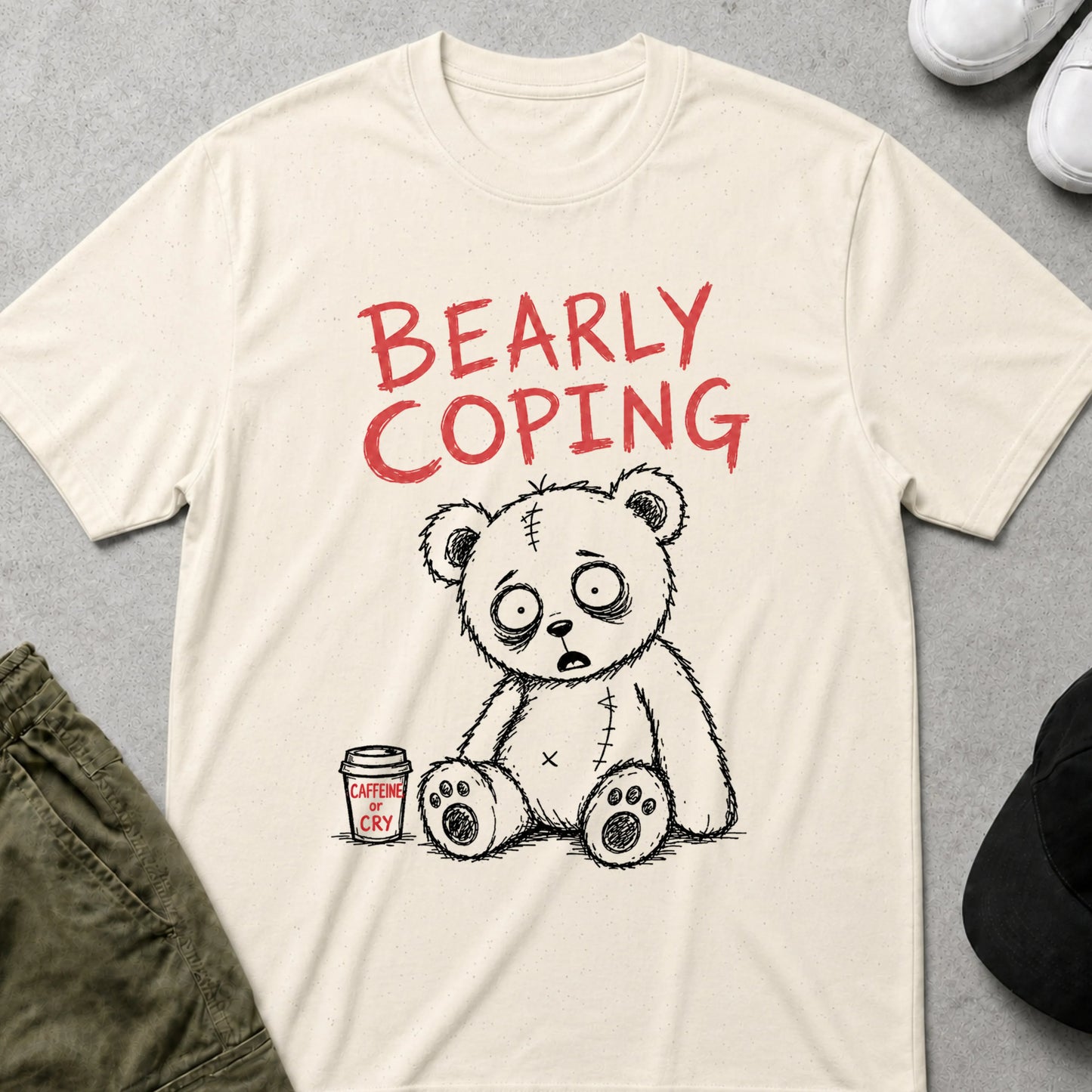 Caffeine or Tears T-Shirt Natural