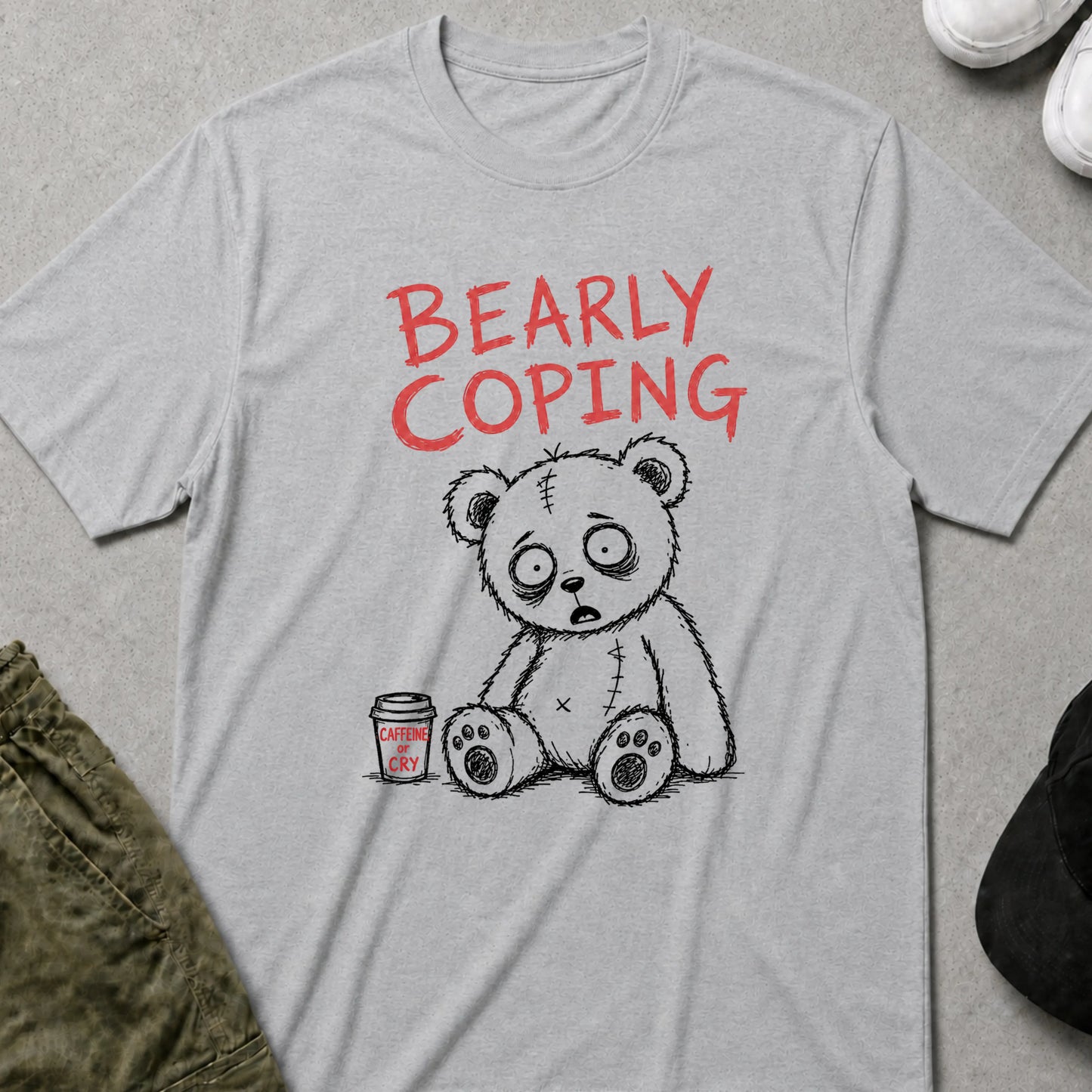 Caffeine or Tears T-Shirt Sport Grey