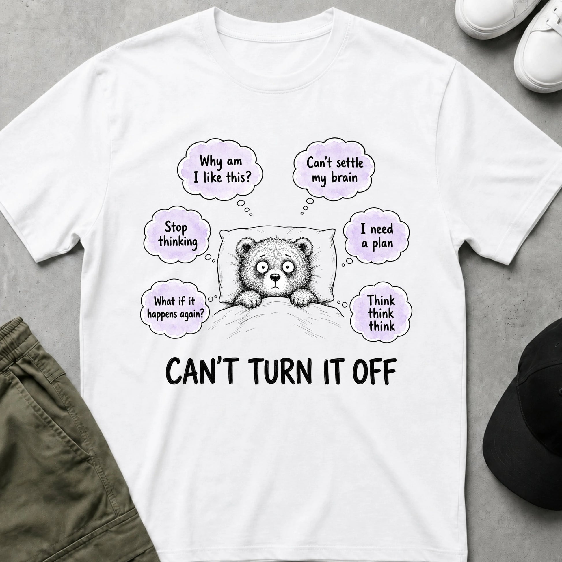 Cool Teds Teddy-Bear Can't Turn it Off T-Shirt White / S