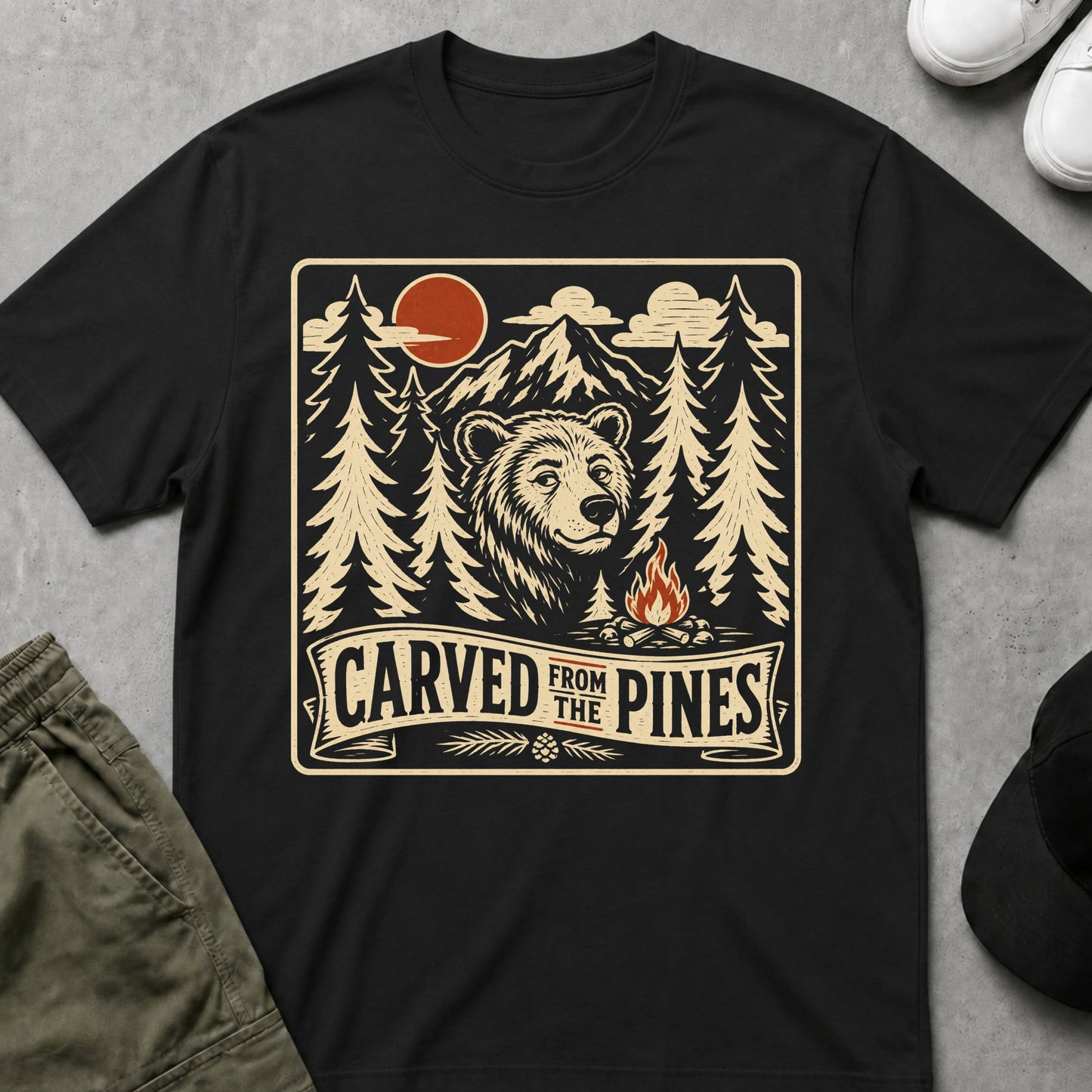 Cool Teds Teddy-Bear Carved from Pine T-Shirt Black / S