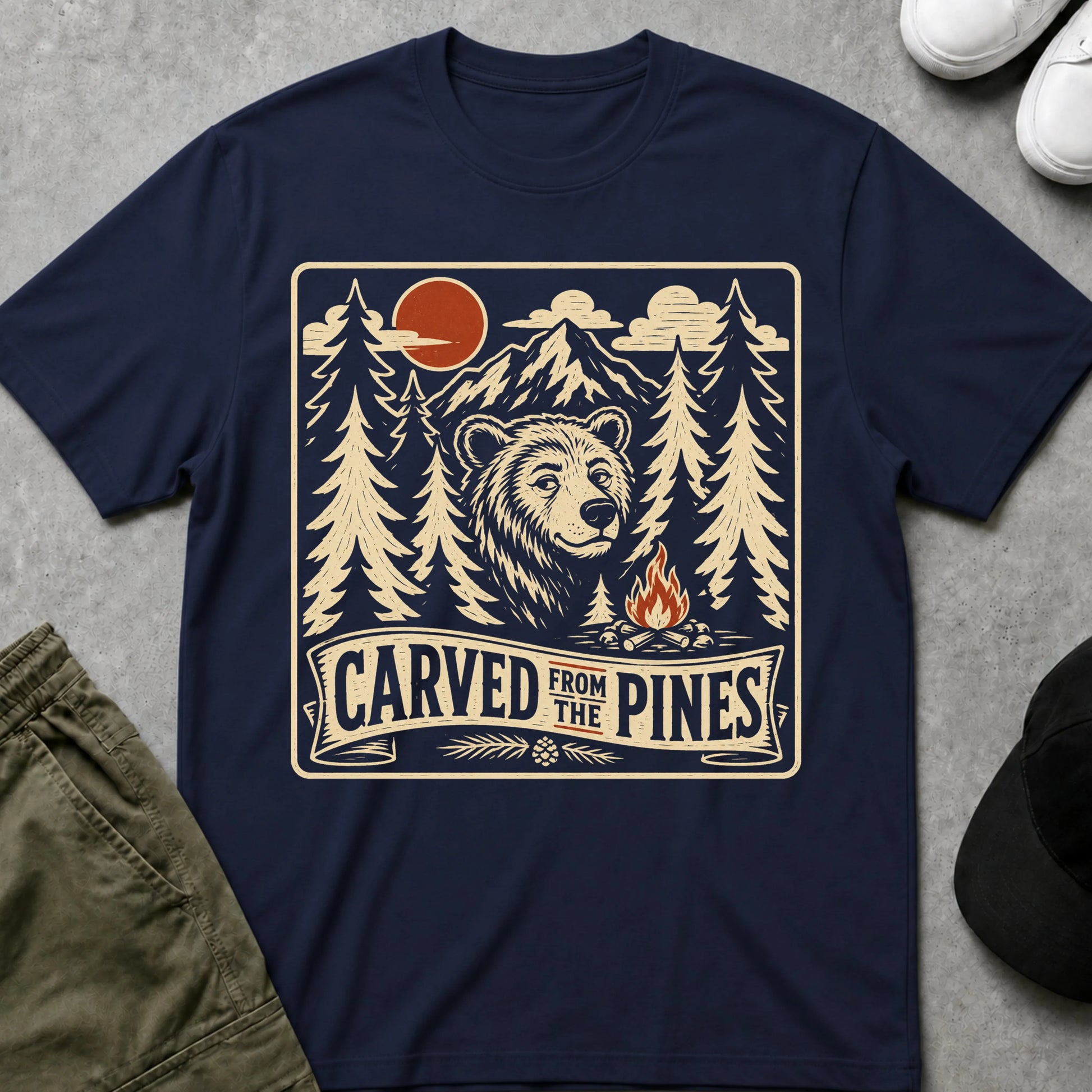 Cool Teds Teddy-Bear Carved from Pine T-Shirt Navy / S