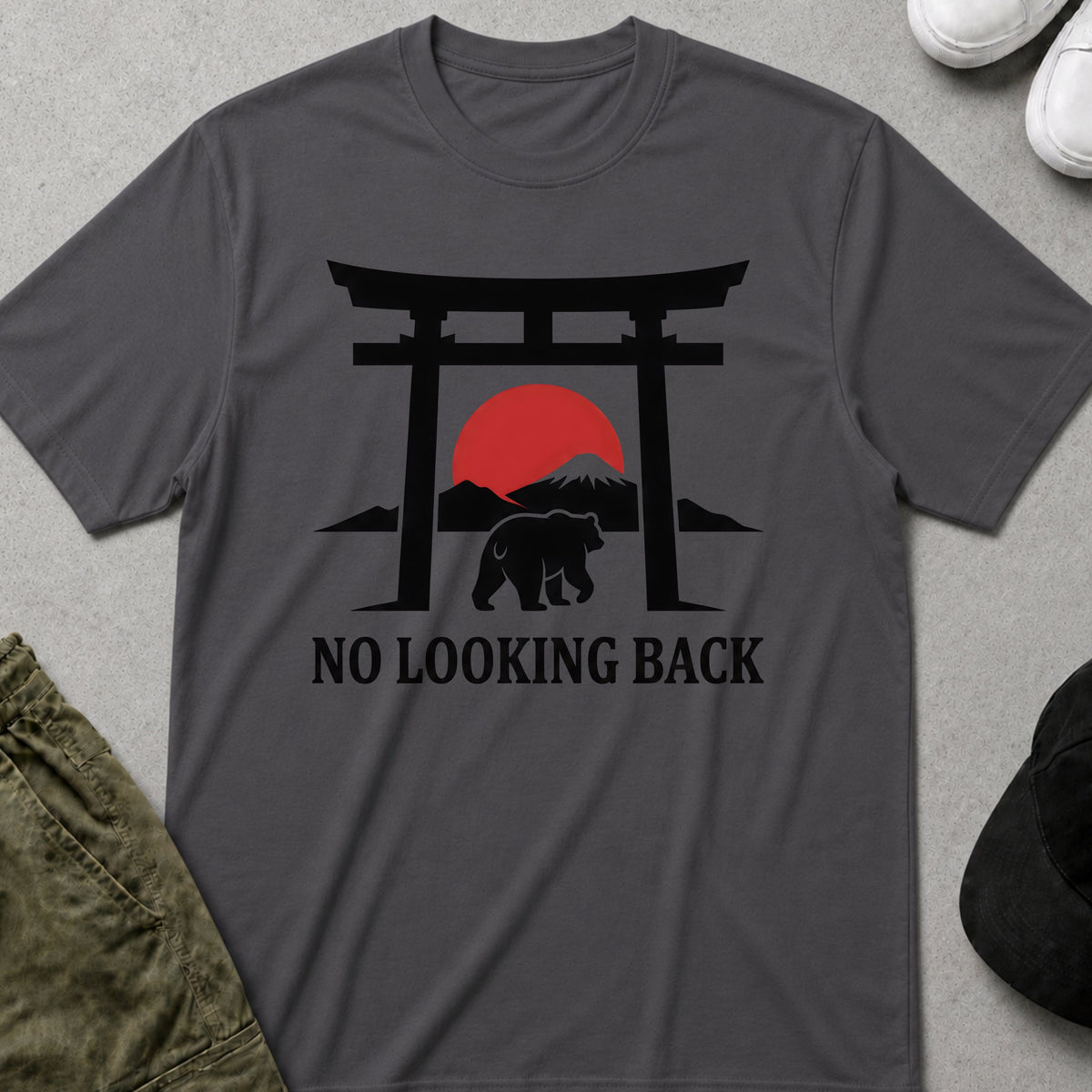 Cool Teds Teddy-Bear No Looking Back T-Shirt Charcoal / S