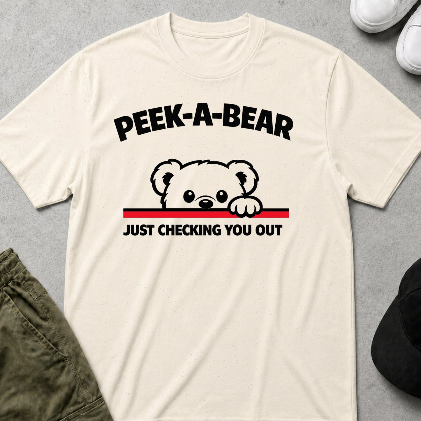 Printify Teddy-Bear Checking You Out T-Shirt Natural / S
