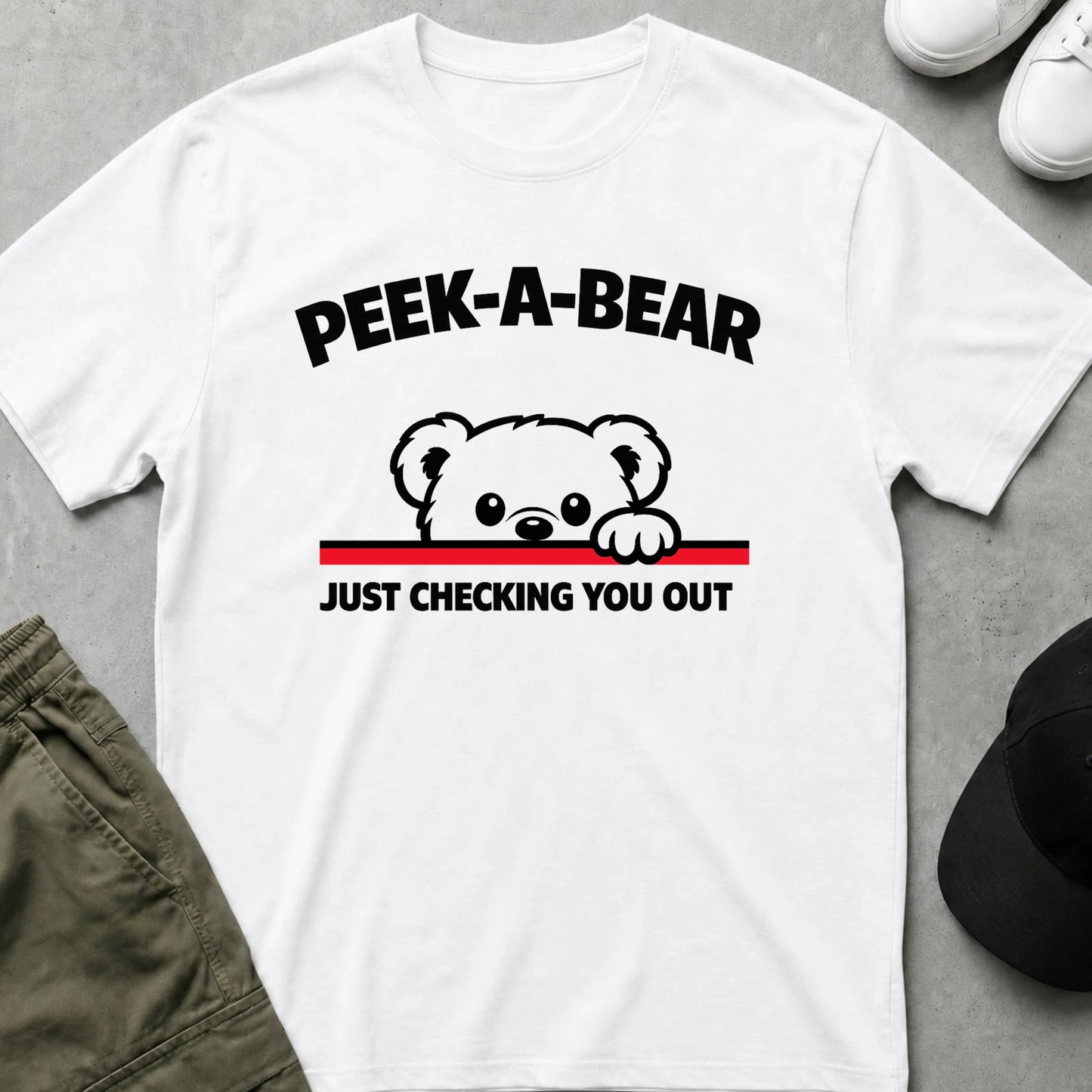 Printify Teddy-Bear Checking You Out T-Shirt White / S