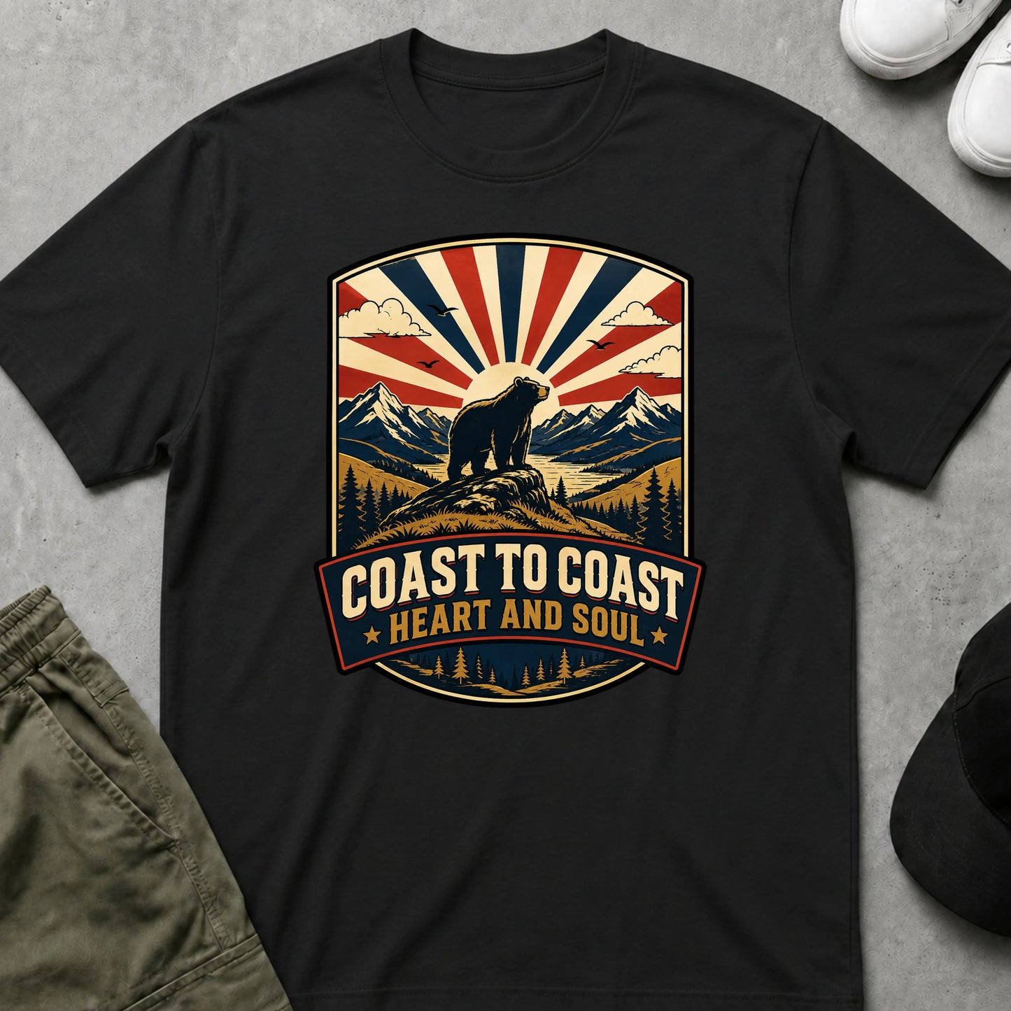 Cool Teds Teddy-Bear Coast to Coast T-Shirt Black / S
