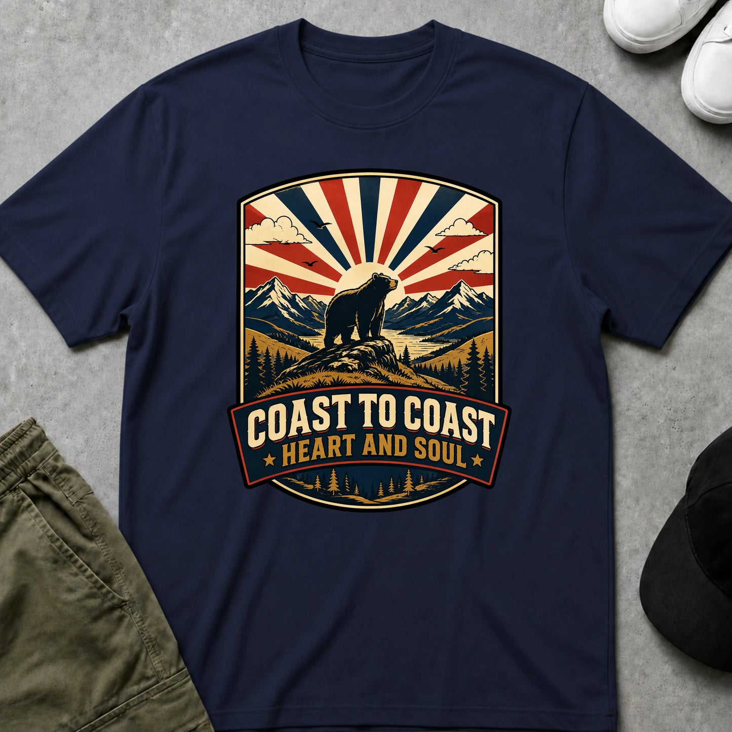 Cool Teds Teddy-Bear Coast to Coast T-Shirt Navy / S