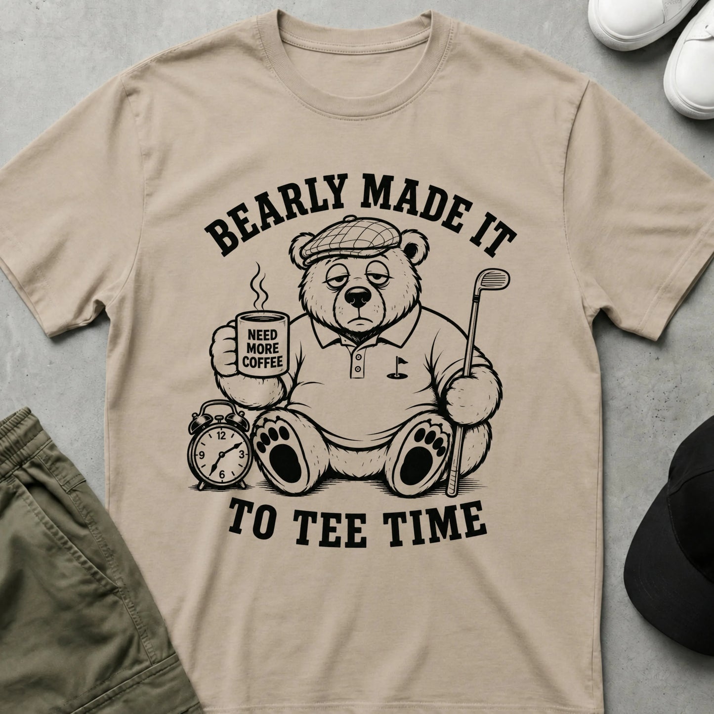 Cool Teds Teddy-Bear Coffee before Golf T-Shirt Sand / S