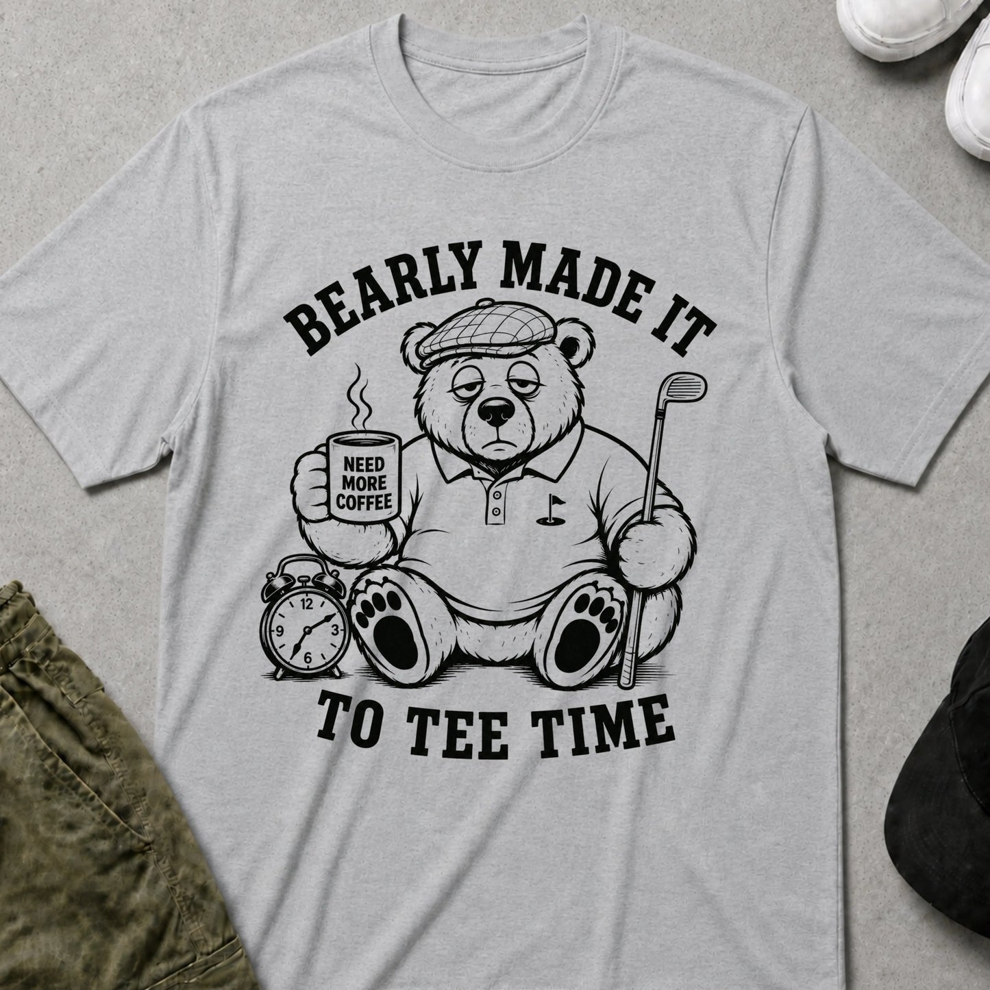 Cool Teds Teddy-Bear Coffee before Golf T-Shirt Sport Grey / S