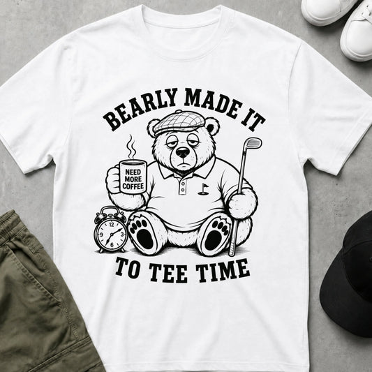 Cool Teds Teddy-Bear Coffee before Golf T-Shirt White / S
