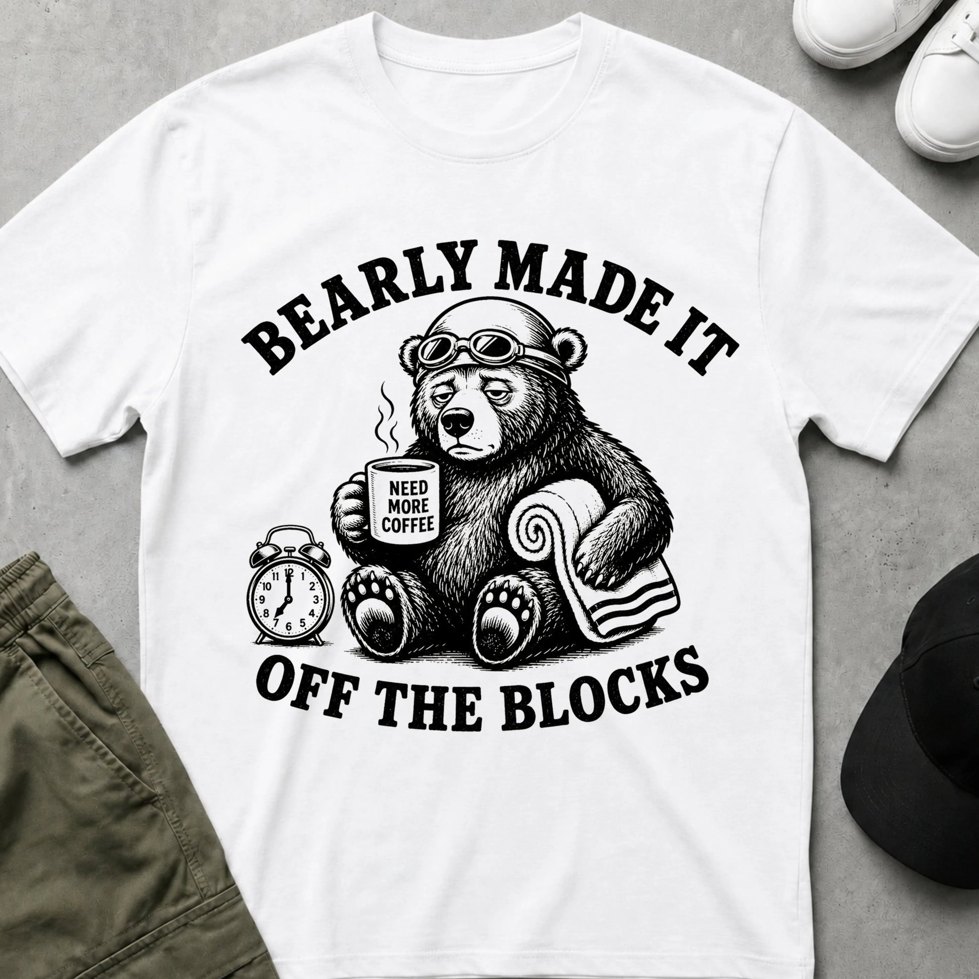 Printify Teddy-Bear Coffee Before My Swim T-Shirt White / S