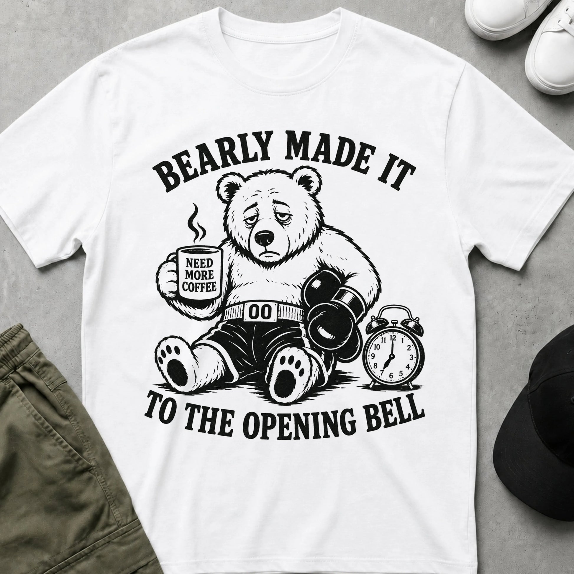Cool Teds Teddy-Bear Coffee before the Bell T-Shirt White / S