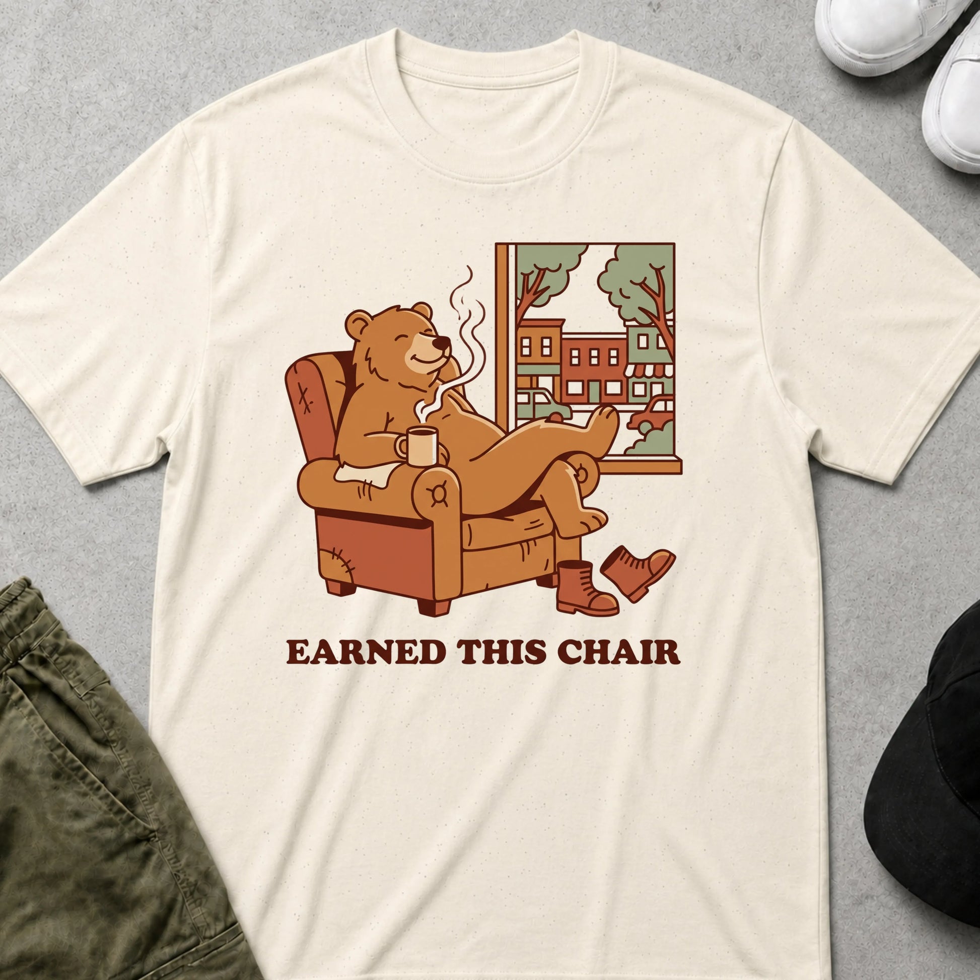 Cool Teds Teddy-Bear Coffee Time Comfort T-Shirt Natural / S