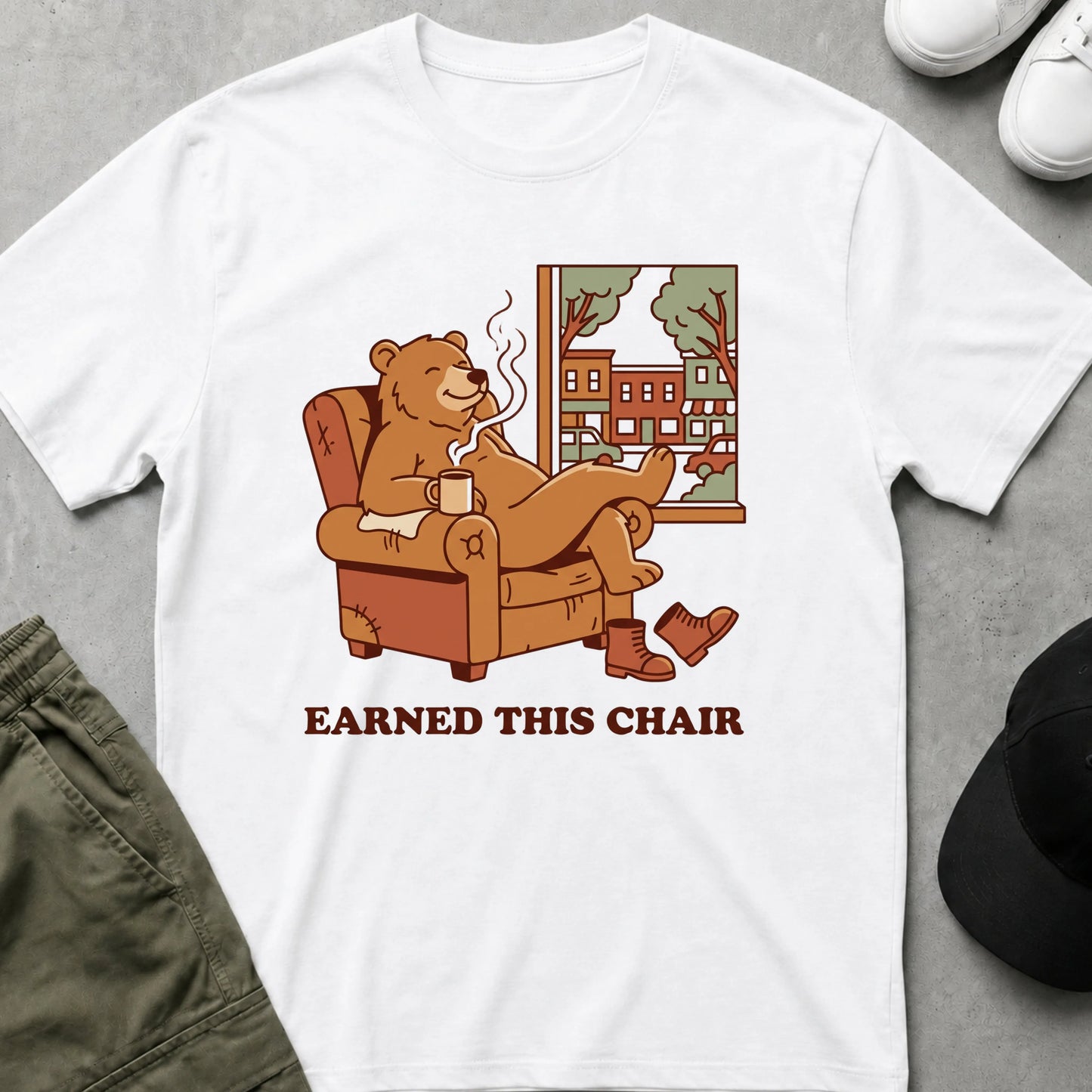 Cool Teds Teddy-Bear Coffee Time Comfort T-Shirt White / S