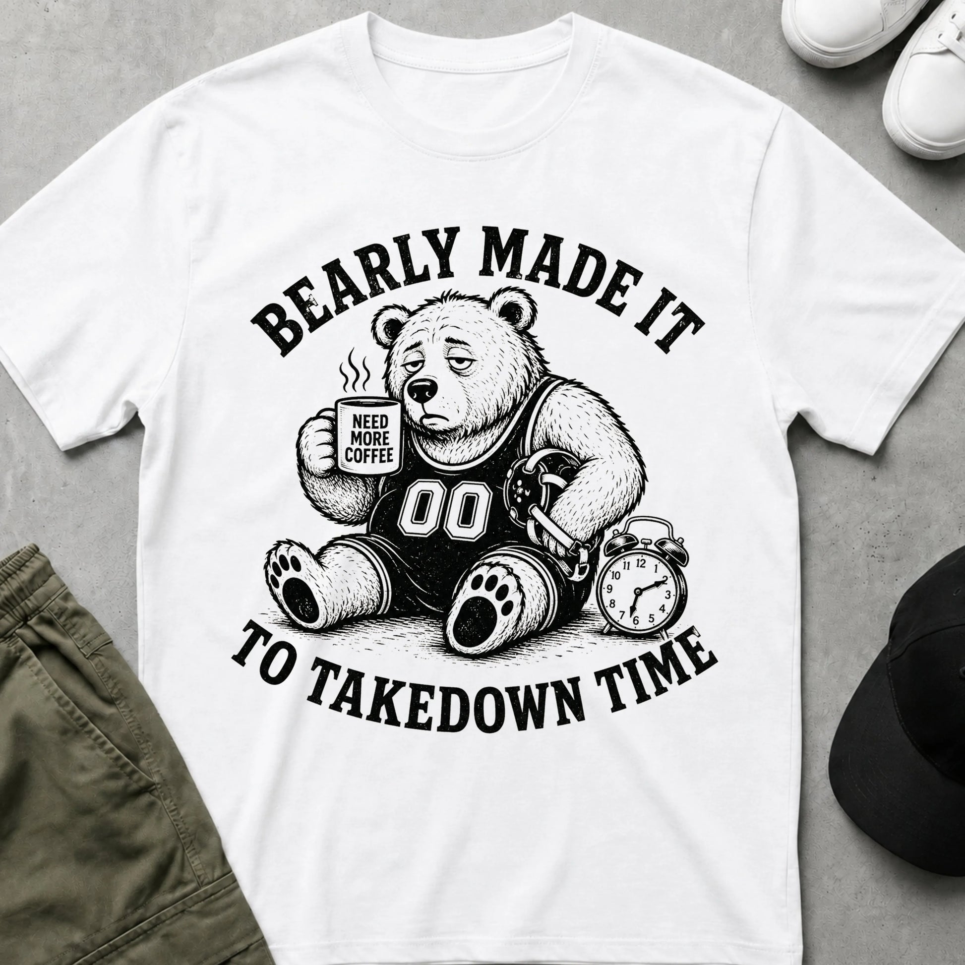 Cool Teds Teddy-Bear Coffee Wrestler T-Shirt White / S