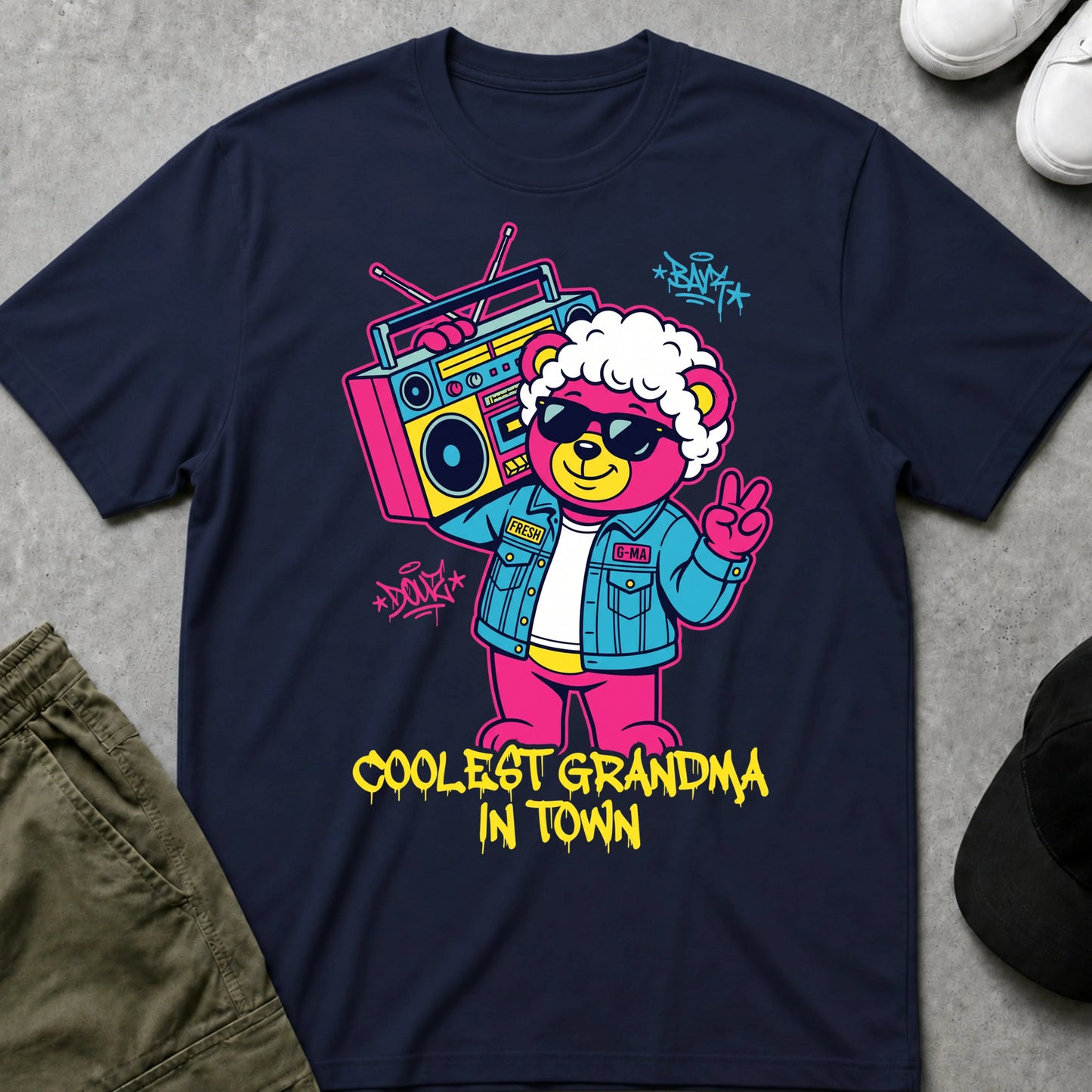 Cool Teds Teddy-Bear Coolest Grammy T-Shirt Navy / S