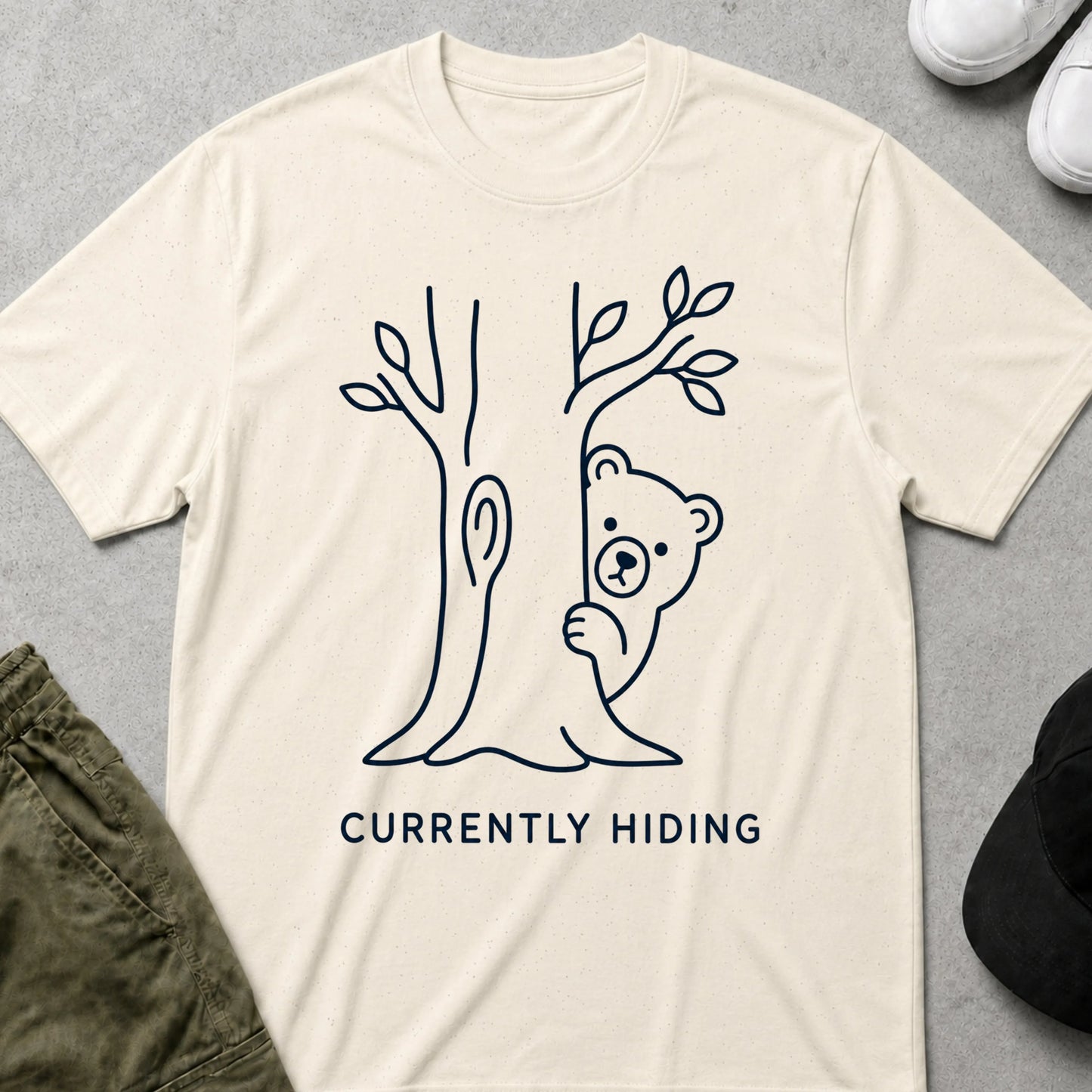 Cool Teds Teddy-Bear Currently Hiding T-Shirt Natural / S