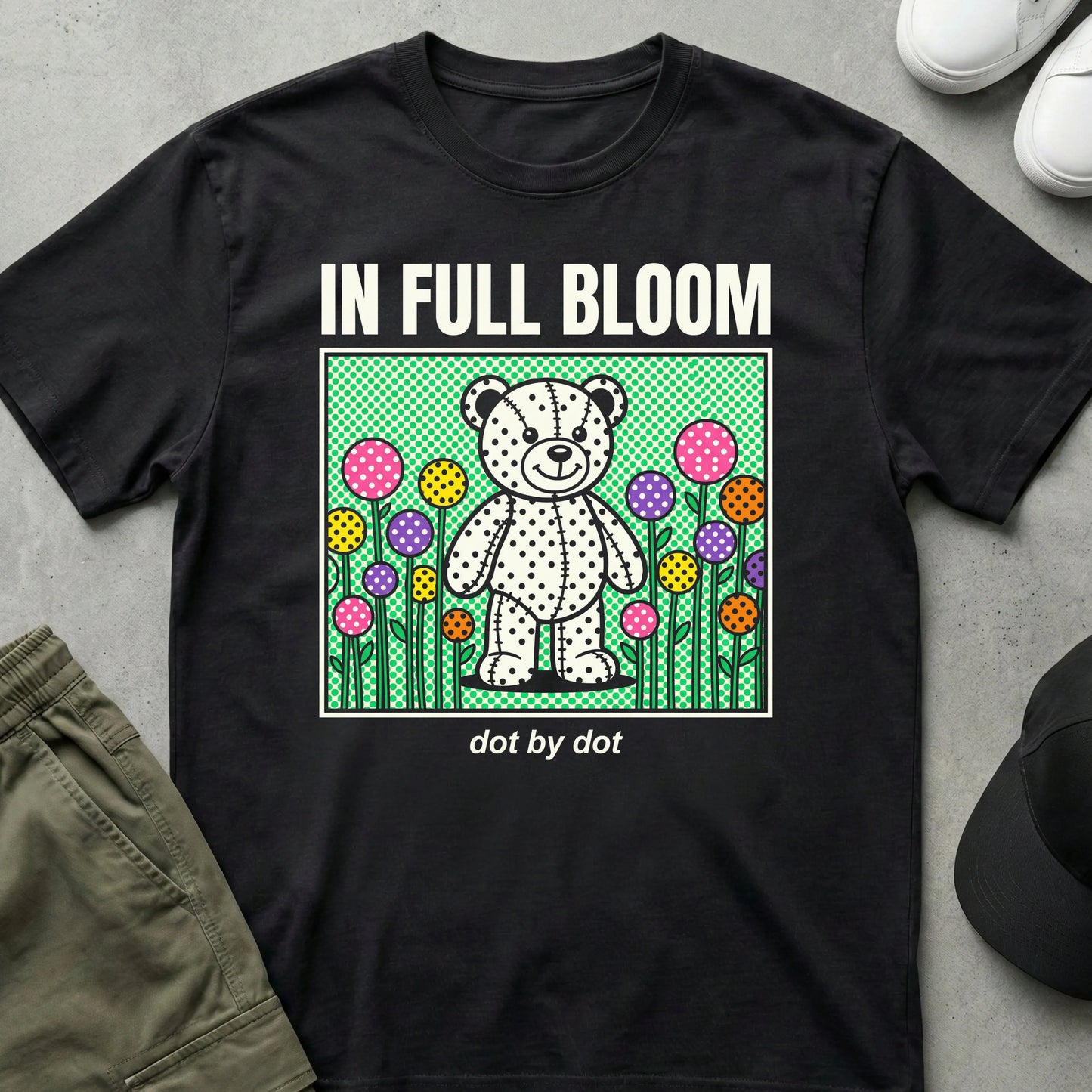 Cool Teds Teddy-Bear In Full Bloom T-Shirt Black / S