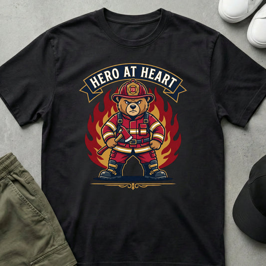 Printify Teddy-Bear The Firefighter T-Shirt Black / S