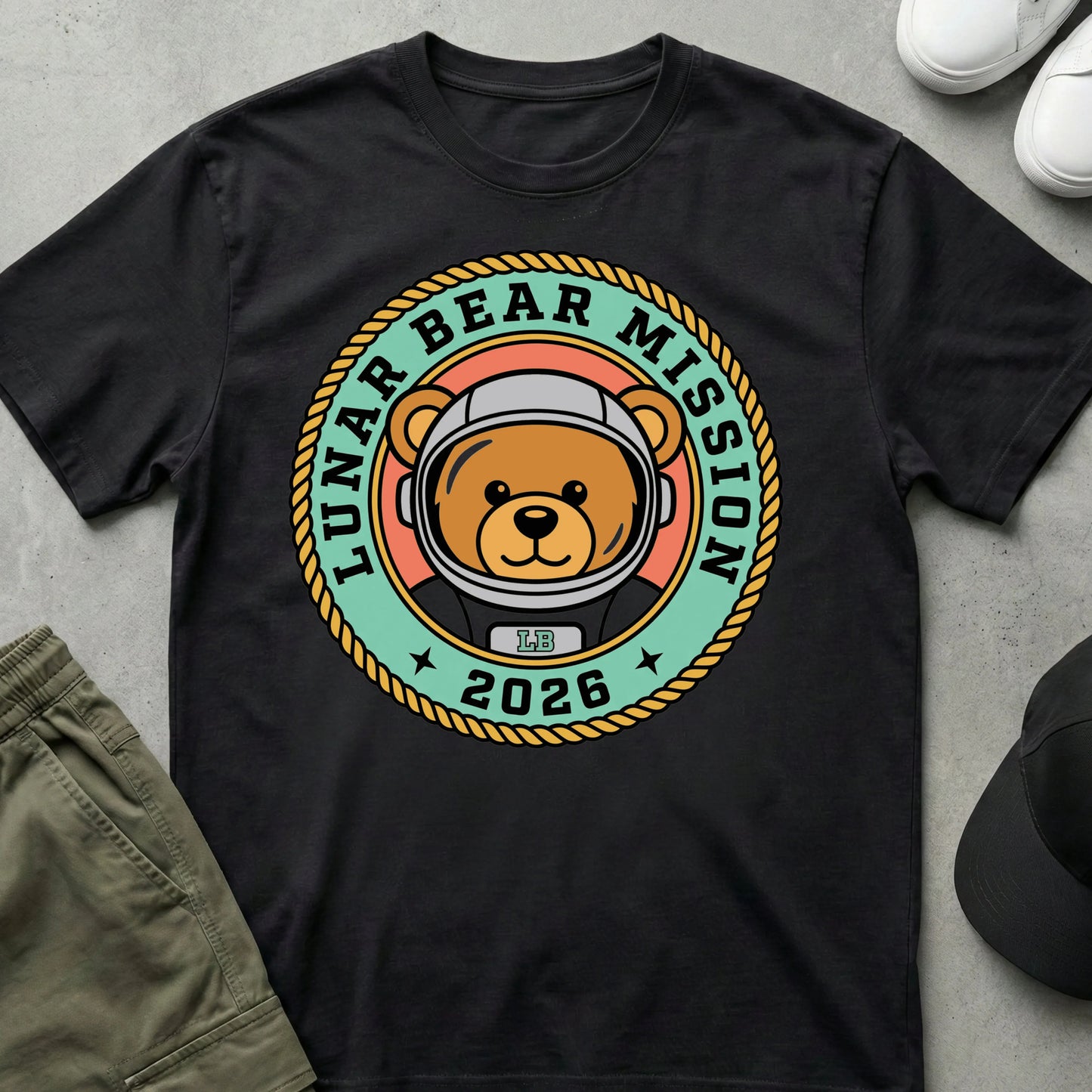 Cool Teds Teddy-Bear Lunar Cadet T-Shirt Black / S