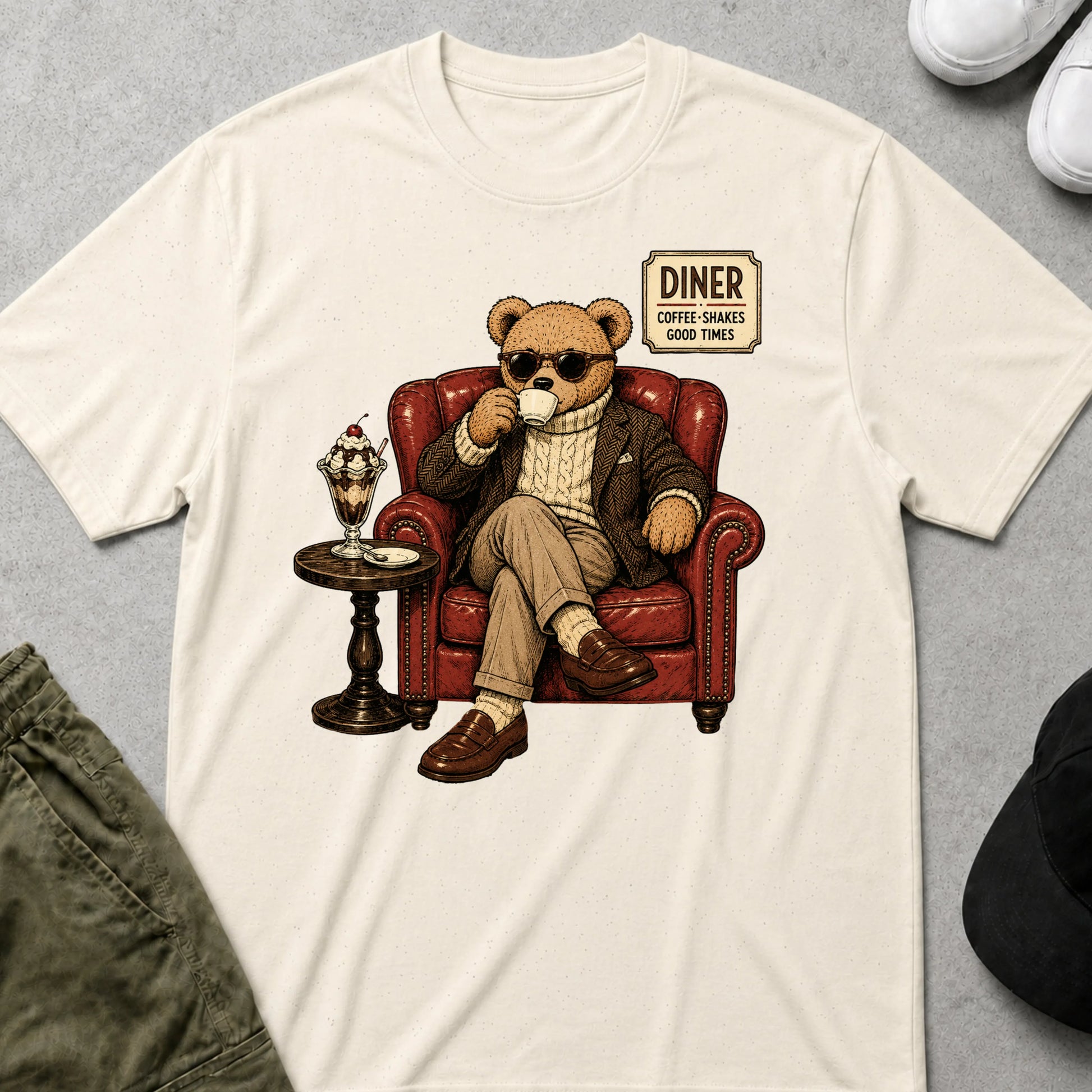 Cool Teds Teddy-Bear Diner Time T-Shirt Natural / S