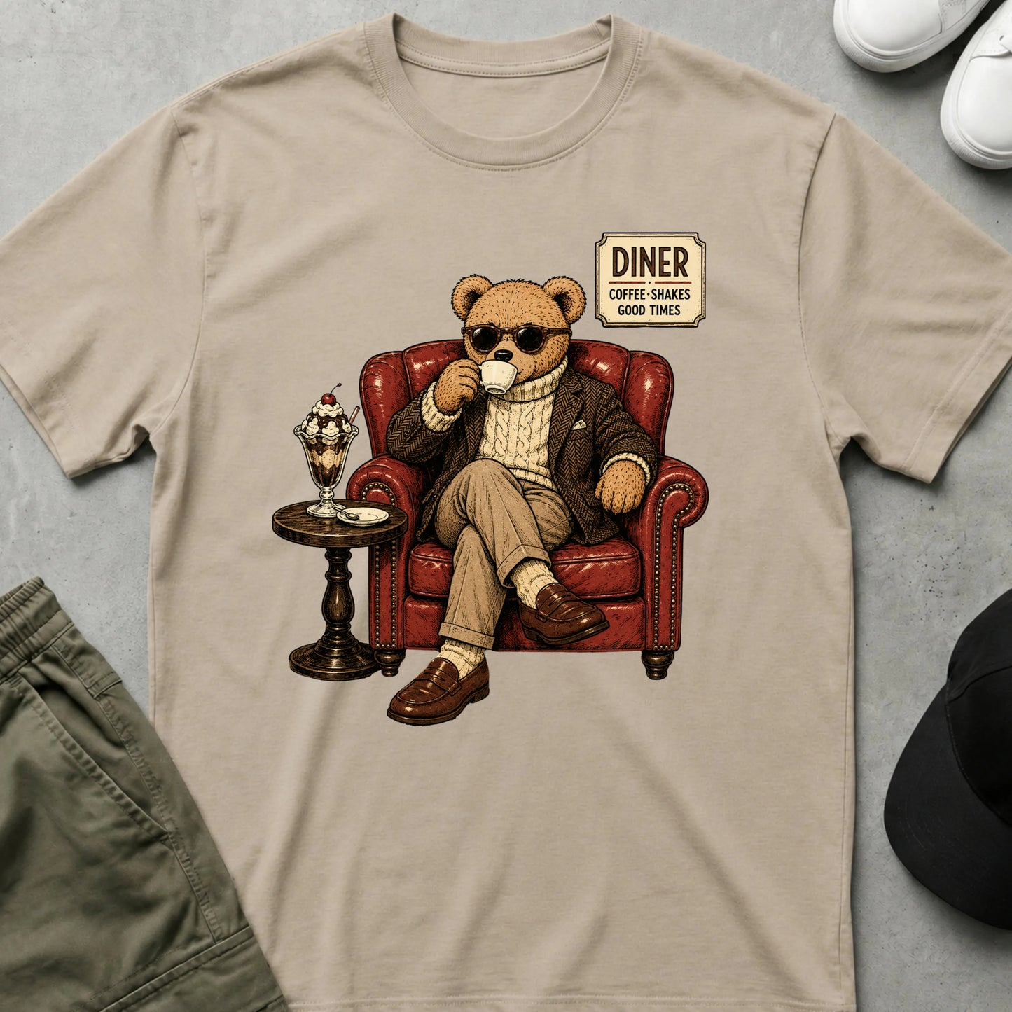 Cool Teds Teddy-Bear Diner Time T-Shirt Sand / S