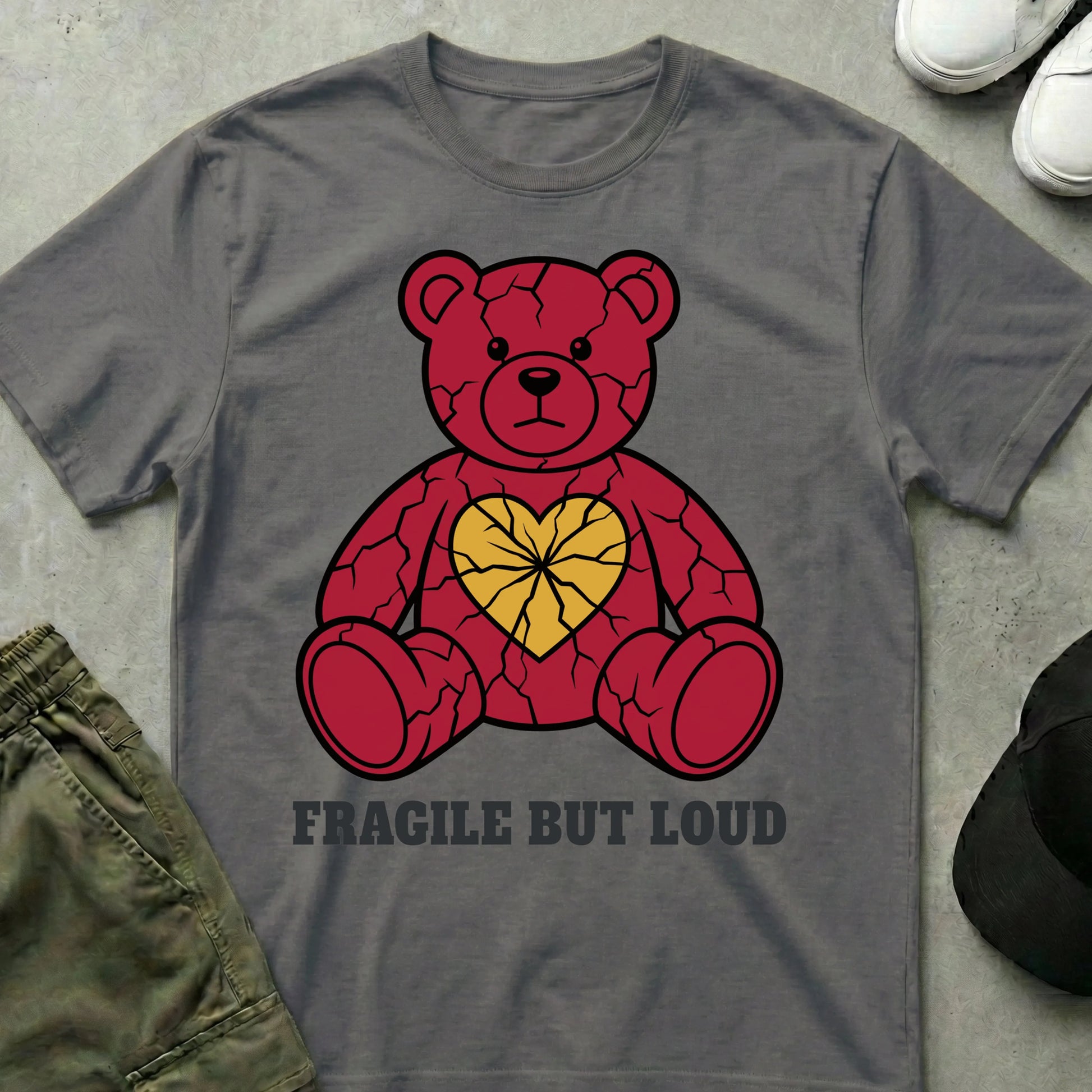 Fragile But Loud T-shirt Charcoal