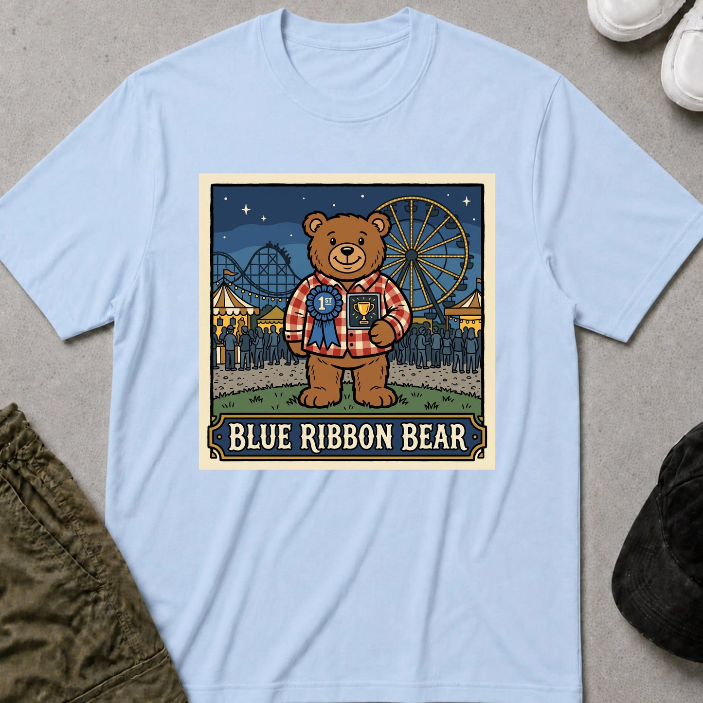 Cool Teds Teddy-Bear Fairground Favorite T-Shirt Light Blue / S