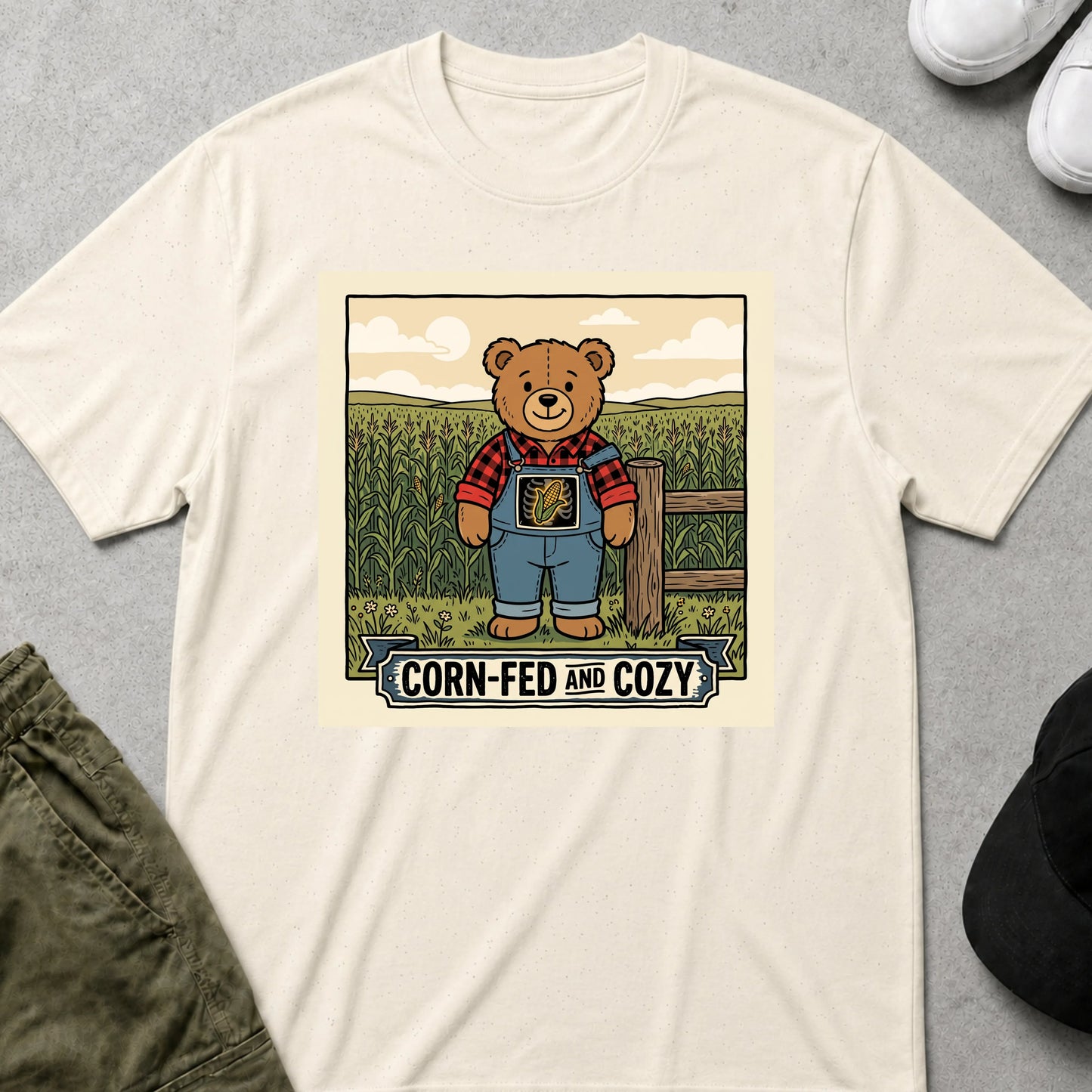 Cool Teds Teddy-Bear Farming Fun T-Shirt Natural / S