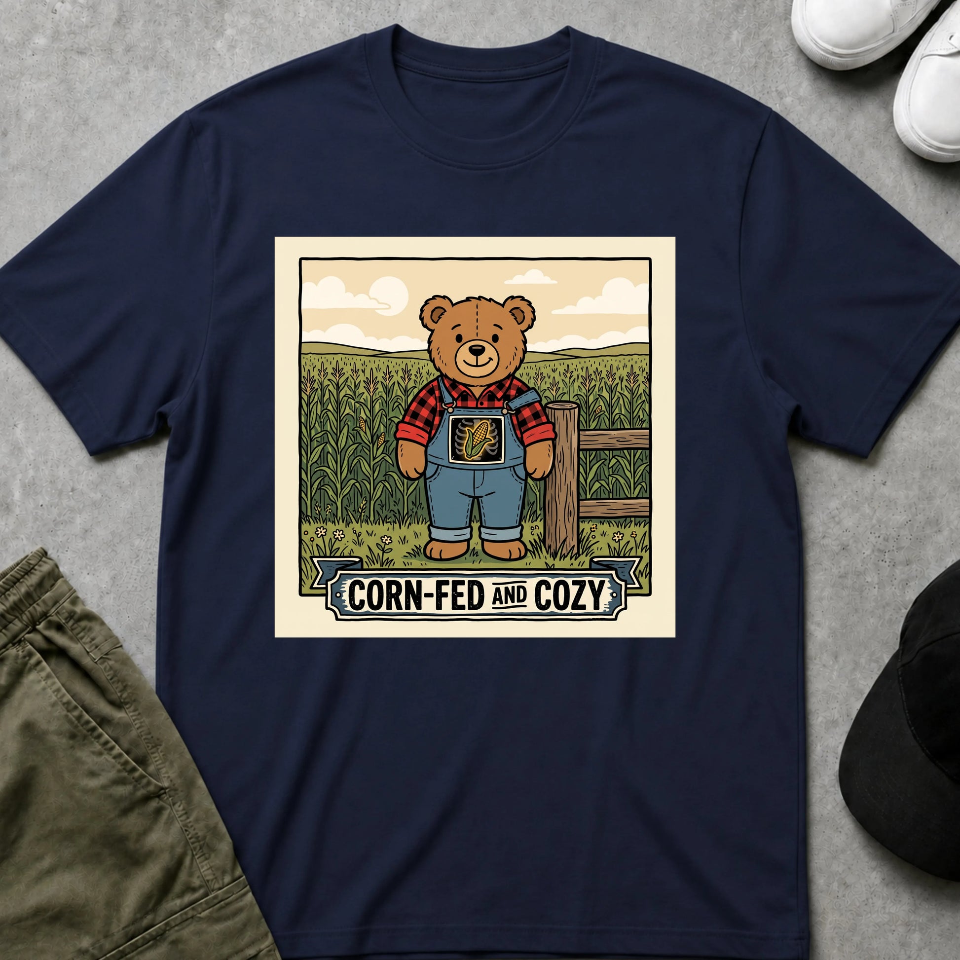 Cool Teds Teddy-Bear Farming Fun T-Shirt Navy / S