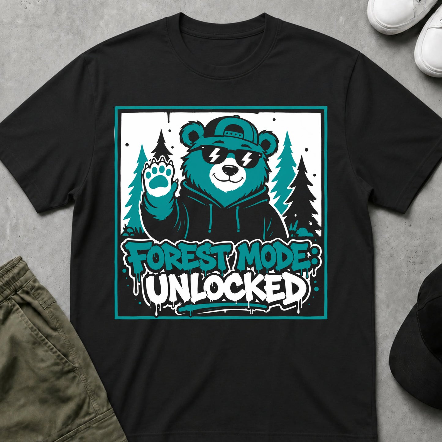 Cool Teds Teddy-Bear Forest Mode T-Shirt Black / S