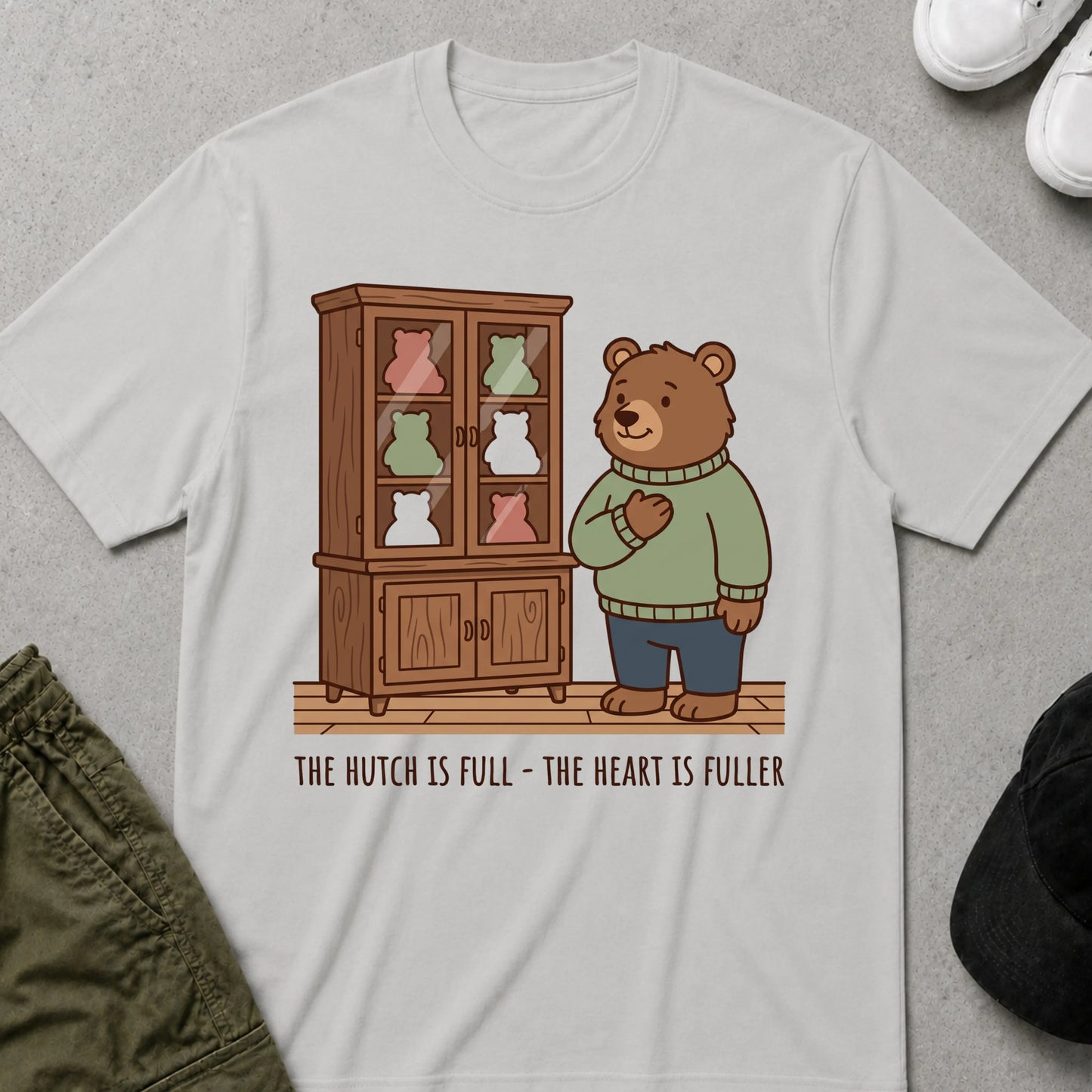 Cool Teds Teddy-Bear Full Heart T-Shirt Ice Grey / S