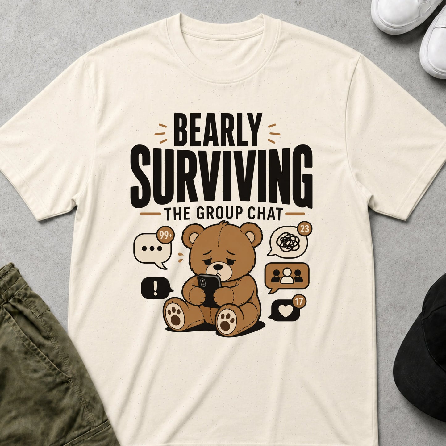 Group Chat Survival T-Shirt Natural
