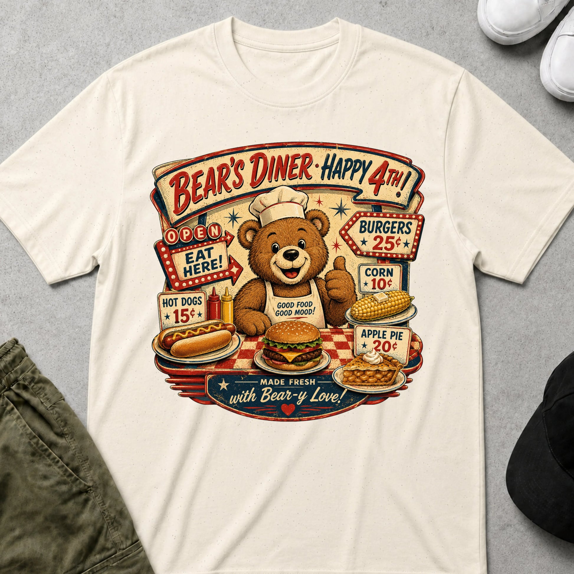 Happy 4th T-Shirt Natural
