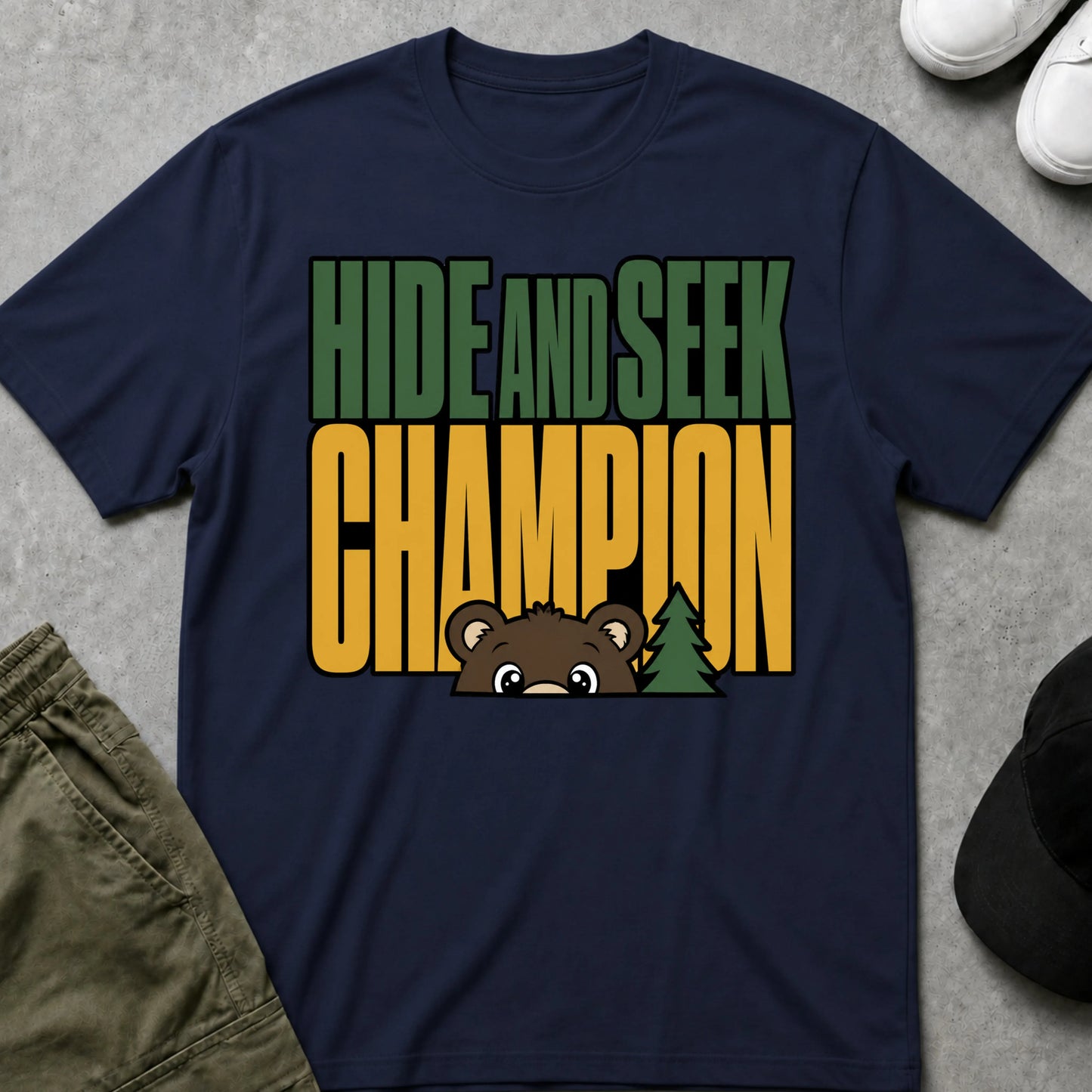 Cool Teds Teddy-Bear Hide & Seek T-Shirt Navy / S