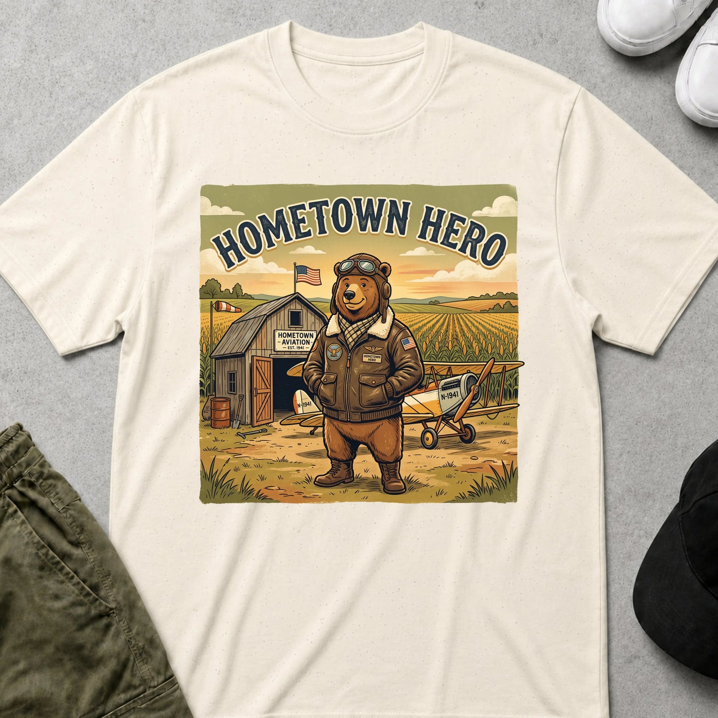 Cool Teds Teddy-Bear Hometown Hero T-Shirt Natural / S