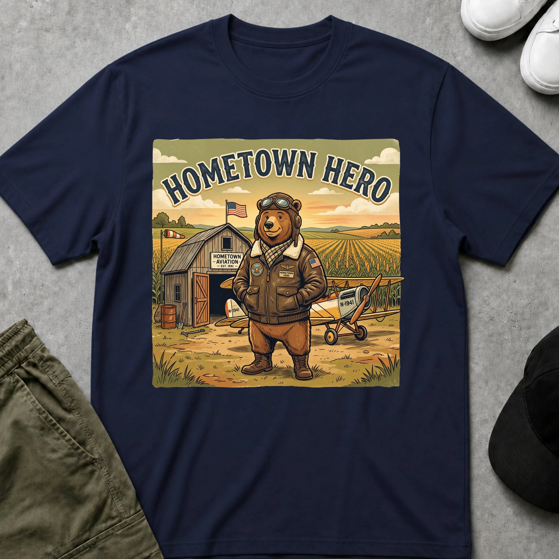 Cool Teds Teddy-Bear Hometown Hero T-Shirt Navy / S