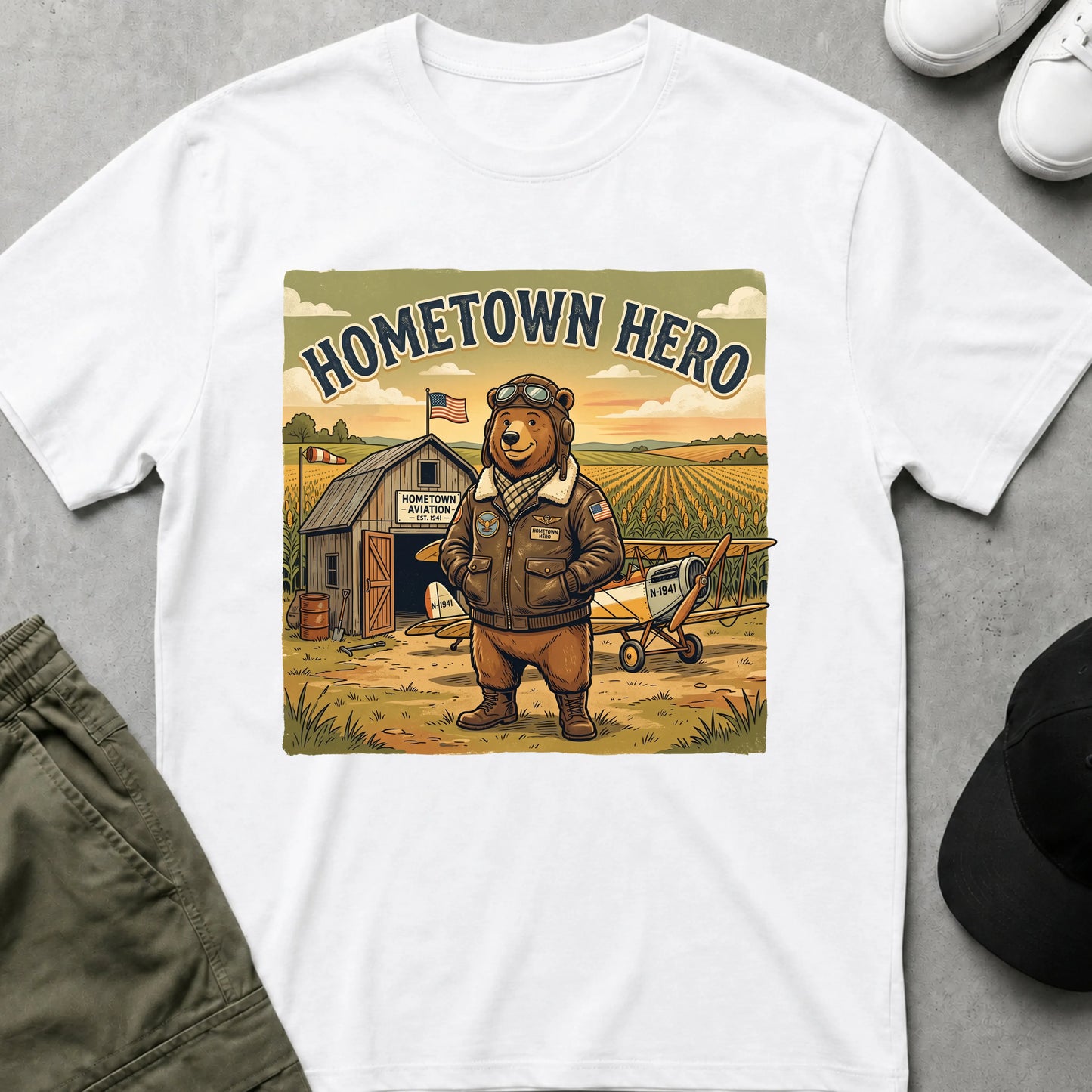 Cool Teds Teddy-Bear Hometown Hero T-Shirt White / S