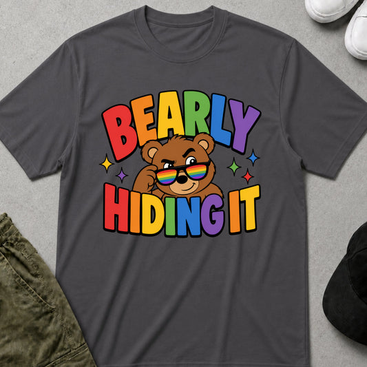 Cool Teds Teddy-Bear I'm Not Hiding T-Shirt Charcoal / S