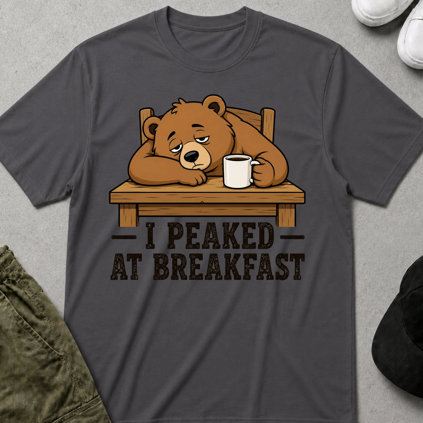 I Peaked at Breakfast T-Shirt Charcoal