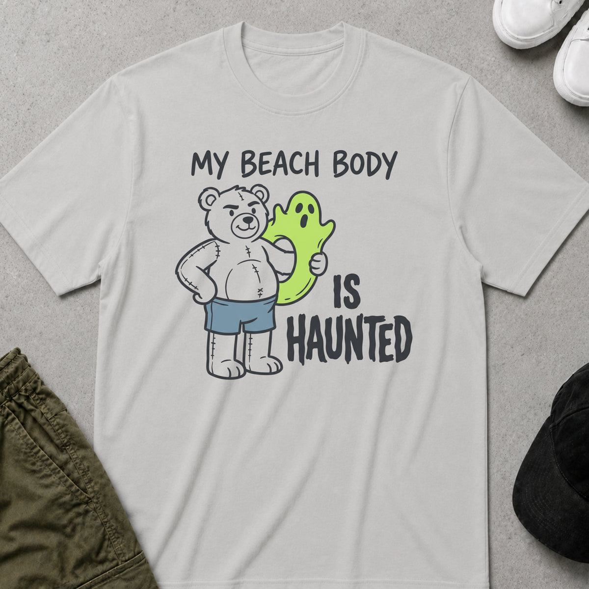 Haunted Beach Body T-Shirt Ice Grey