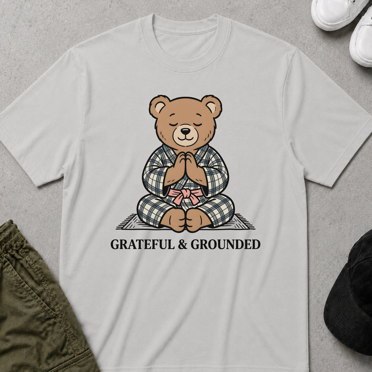Cool Teds Teddy-Bear Grounded Bear T-Shirt Ice Grey / S