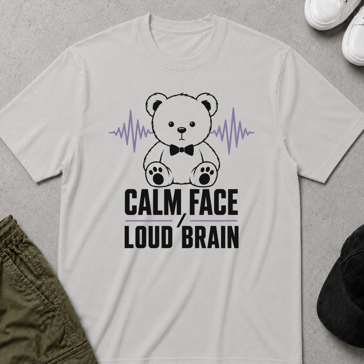 Cool Teds Teddy-Bear Quiet Chaos T-Shirt Ice Grey / S
