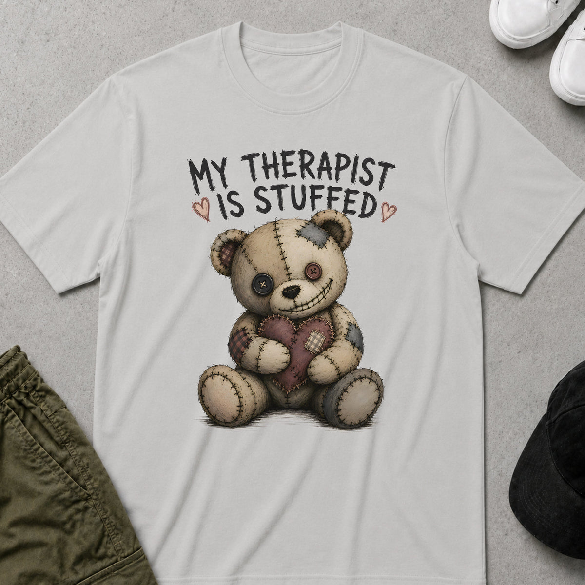 Cool Teds Teddy-Bear Stuffed Therapist T-Shirt Ice Grey / S