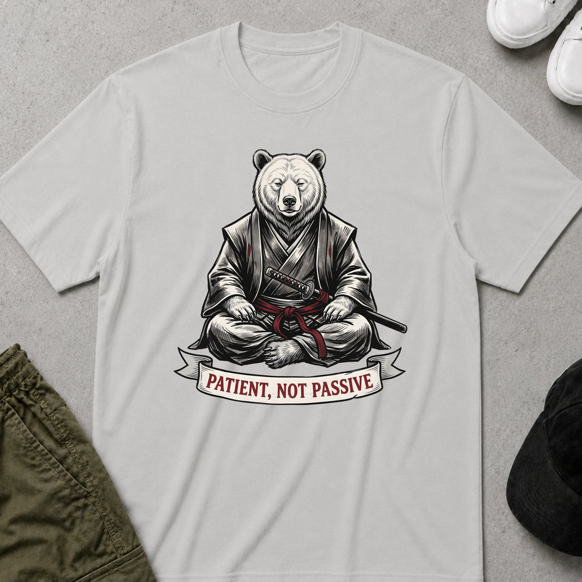 Cool Teds Teddy-Bear Patient Not Passive T-Shirt Ice Grey / S